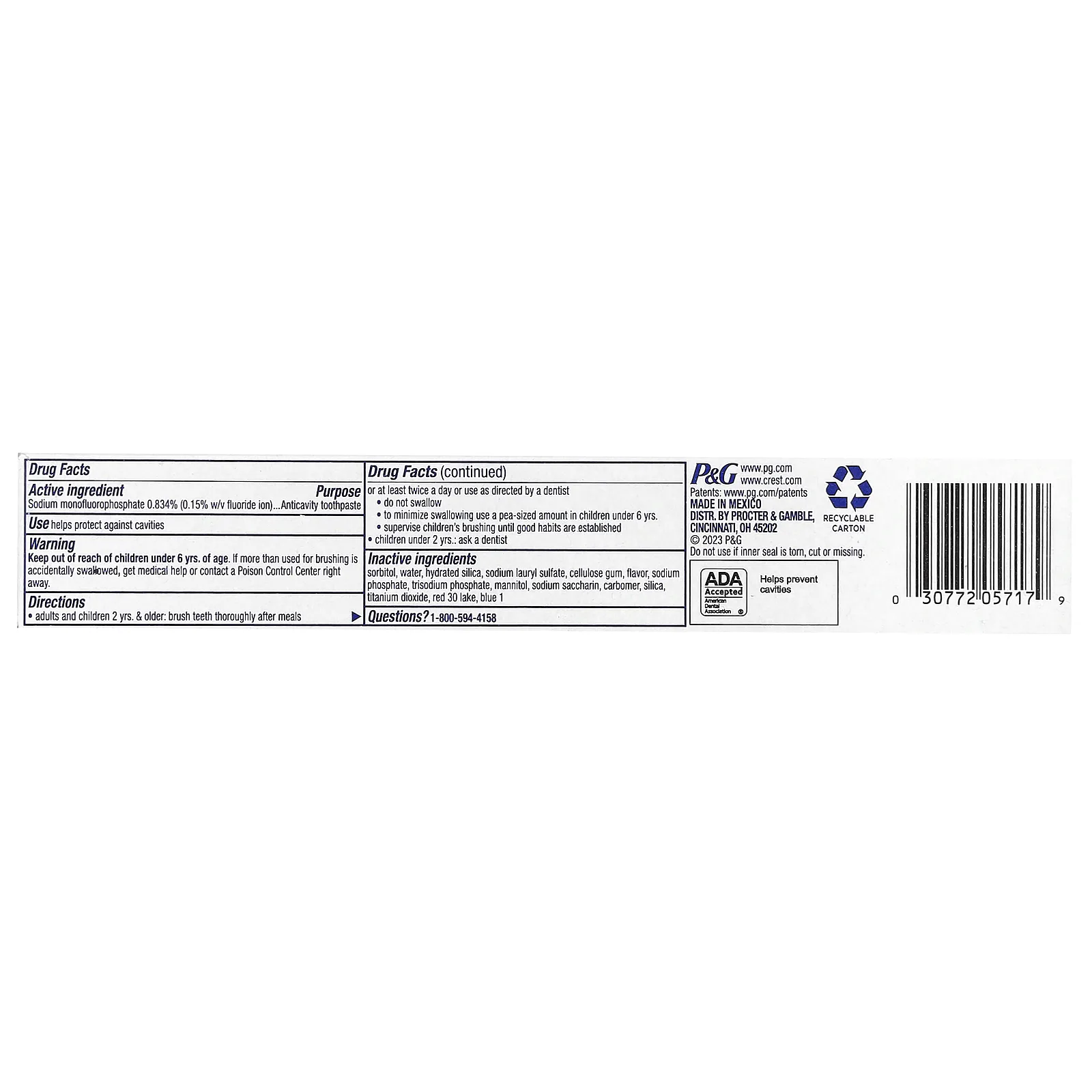 Crest, Kid's Advanced, зубная паста против кариеса с фтором, для детей старше 3 лет, жевательная жевательная резинка, 82 г (2,9 унции)