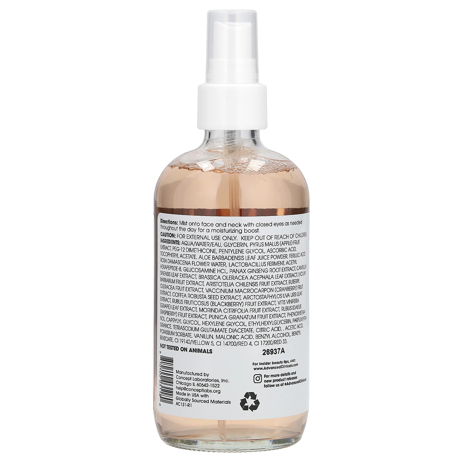 Advanced Clinicals, спрей для лица с антиоксидантным действием, придающий коже сияние, с витамином C и феруловой кислотой, 237 мл (8 жидк. унций)