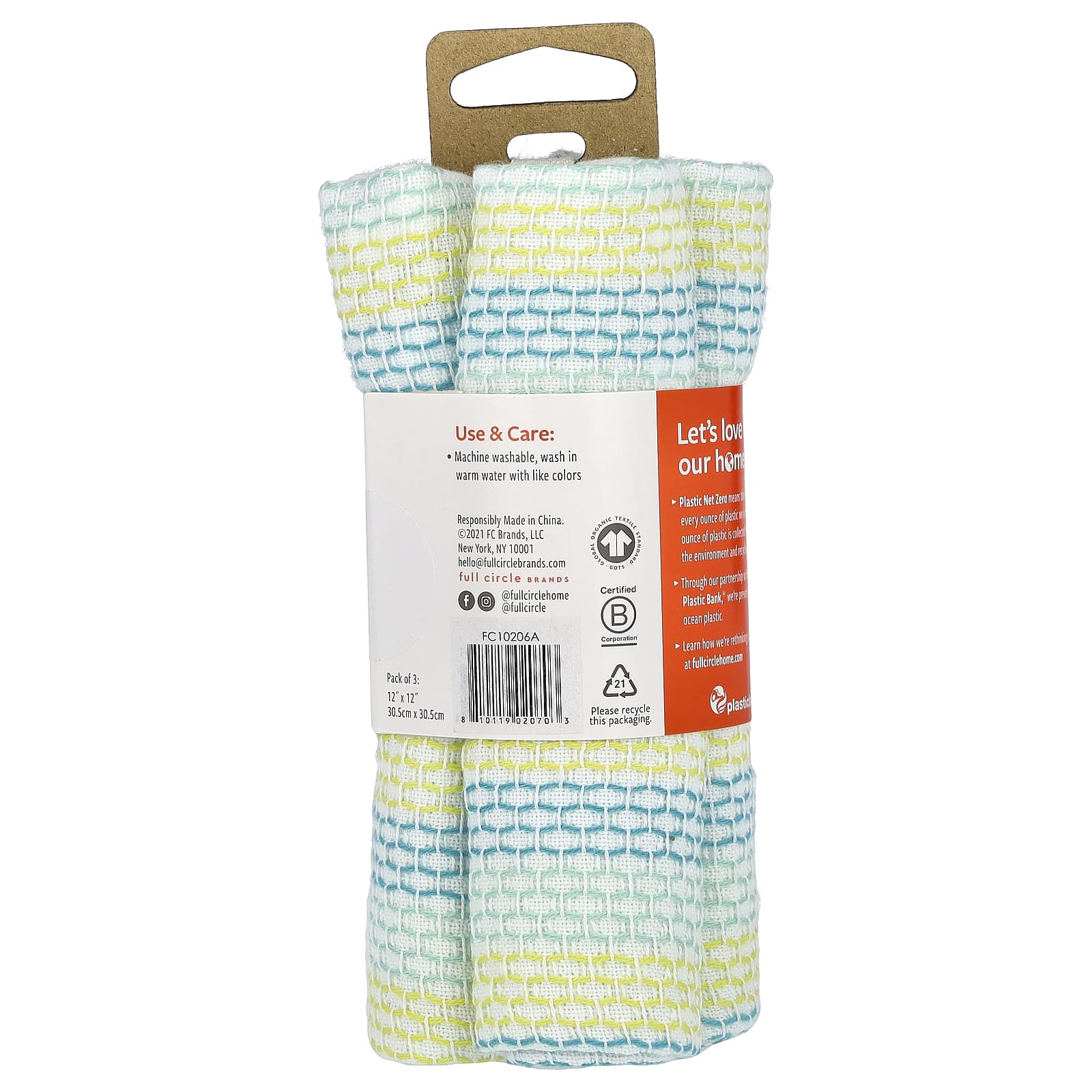 Full Circle, Салфетки для чистки посуды, 3 шт.