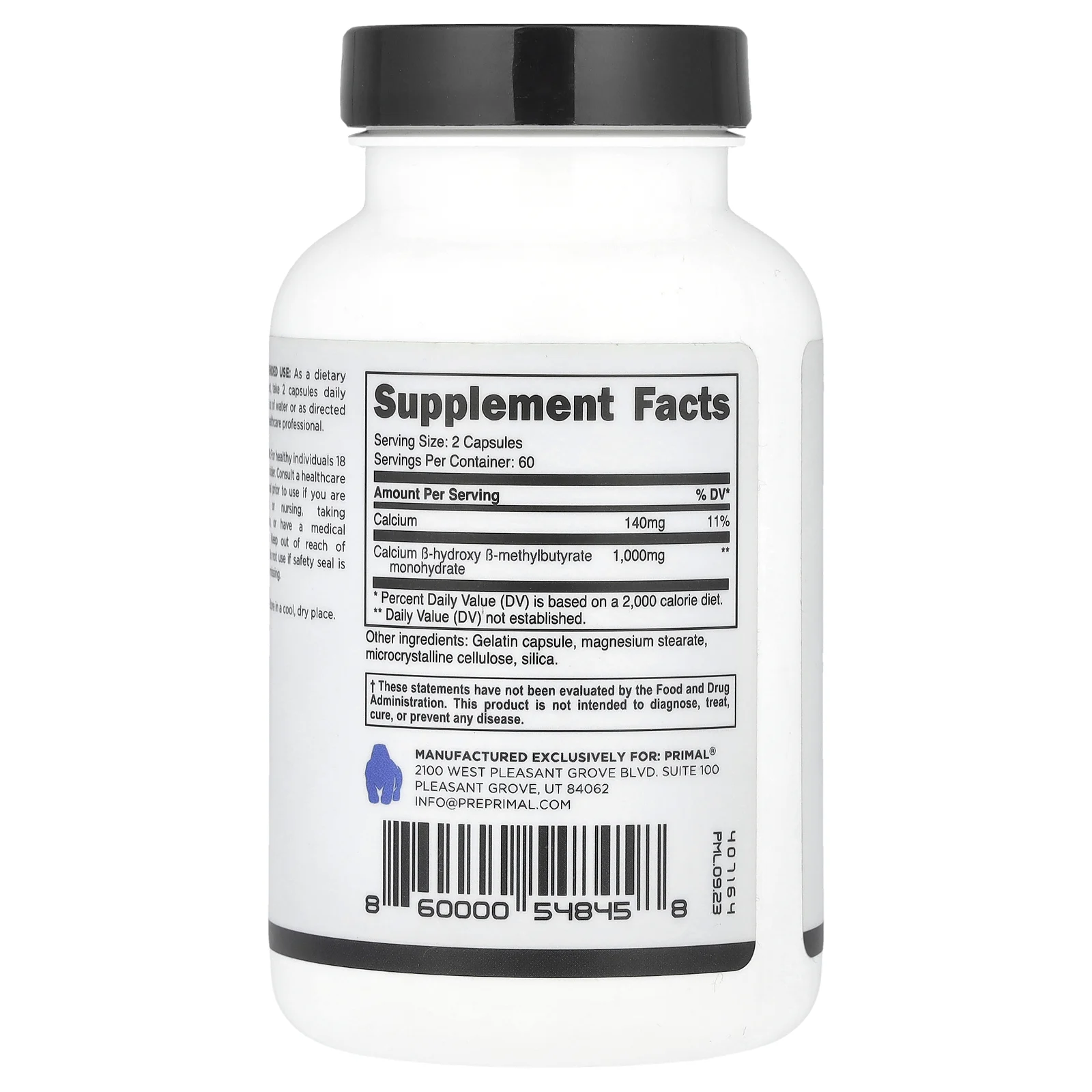 PrePrimal, HMB, 1000 мг, 120 капсул (500 мг в каждой капсуле)