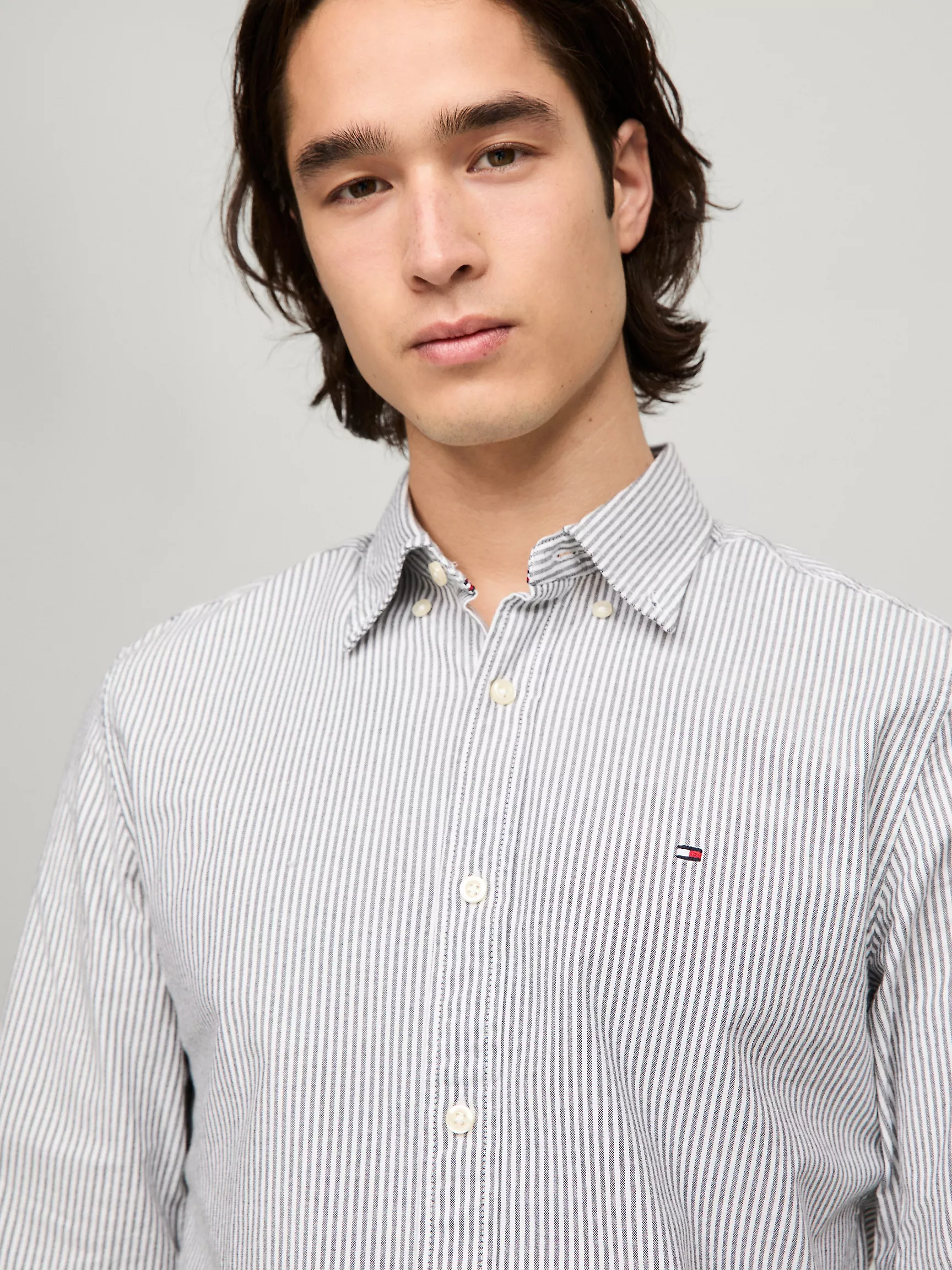 Мужская рубашка Tommy Hilfiger, Полосатая эластичная рубашка из оксфорда стандартного кроя