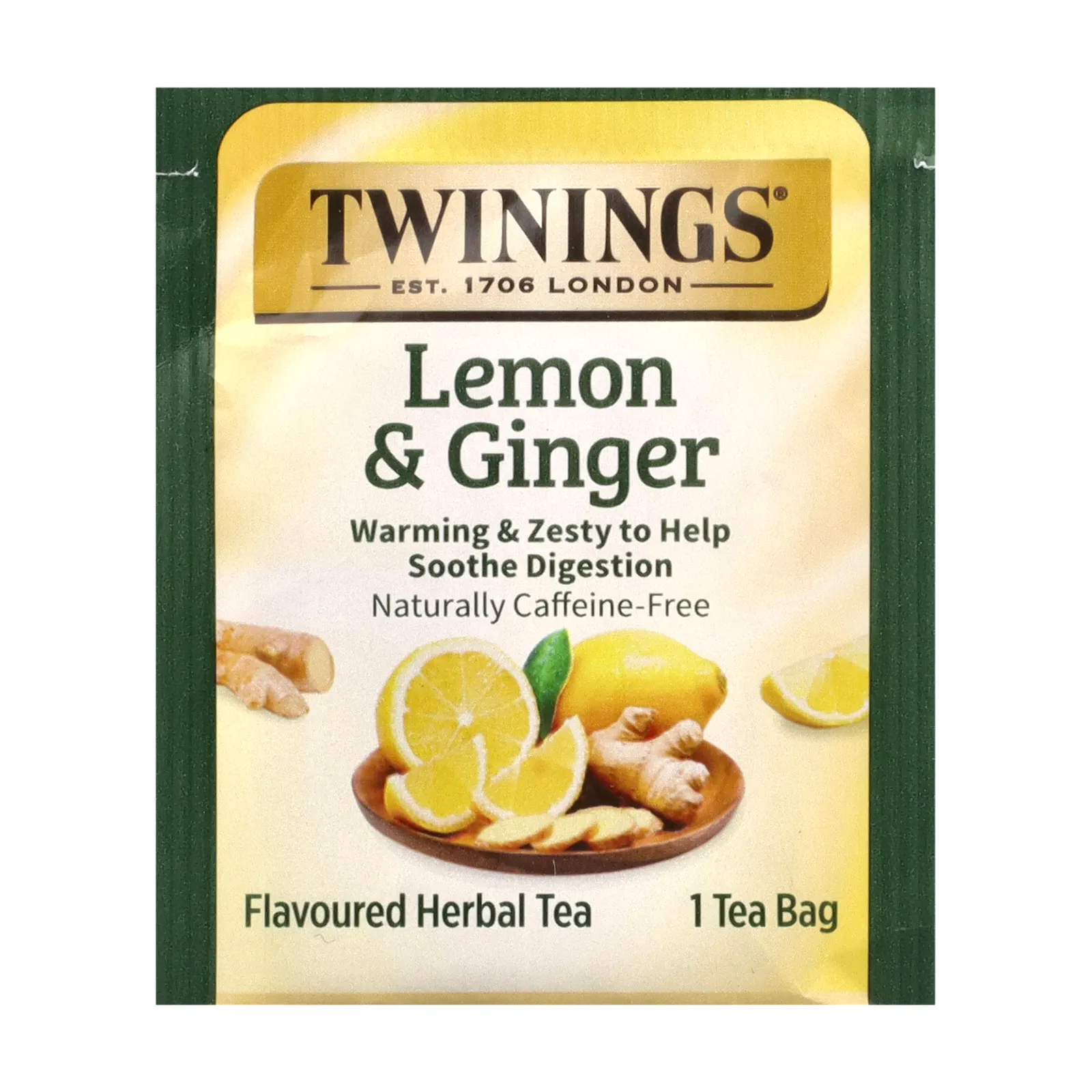 Twinings, травяной чай, лимон и имбирь, без кофеина, 50 чайных пакетиков, 75 г (2,65 унции)