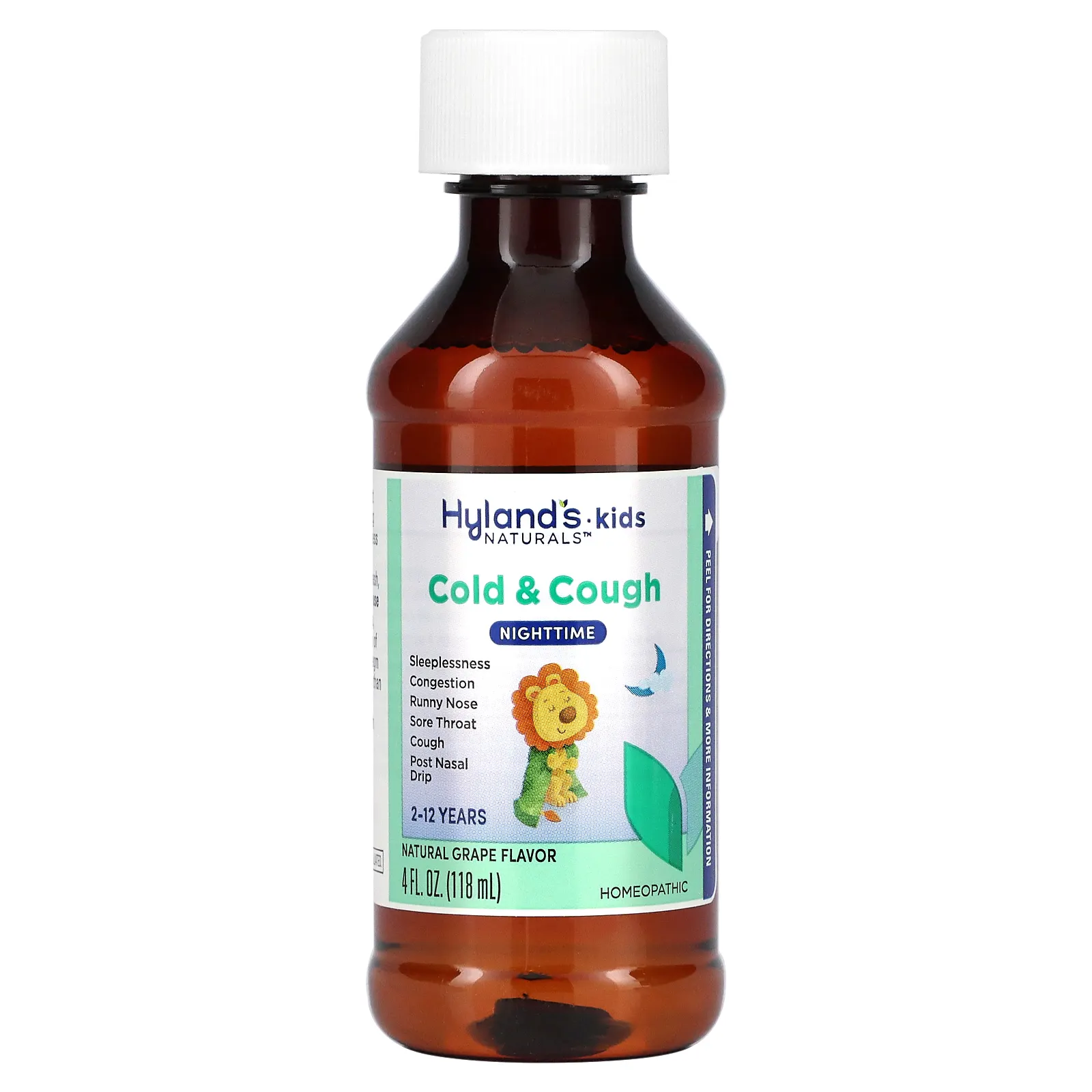 Hyland's Naturals, средство от простуды и кашля для детей, для приема ночью, от 2 до 12 лет, со вкусом натурального винограда, 118 мл (4 жидк. унций)