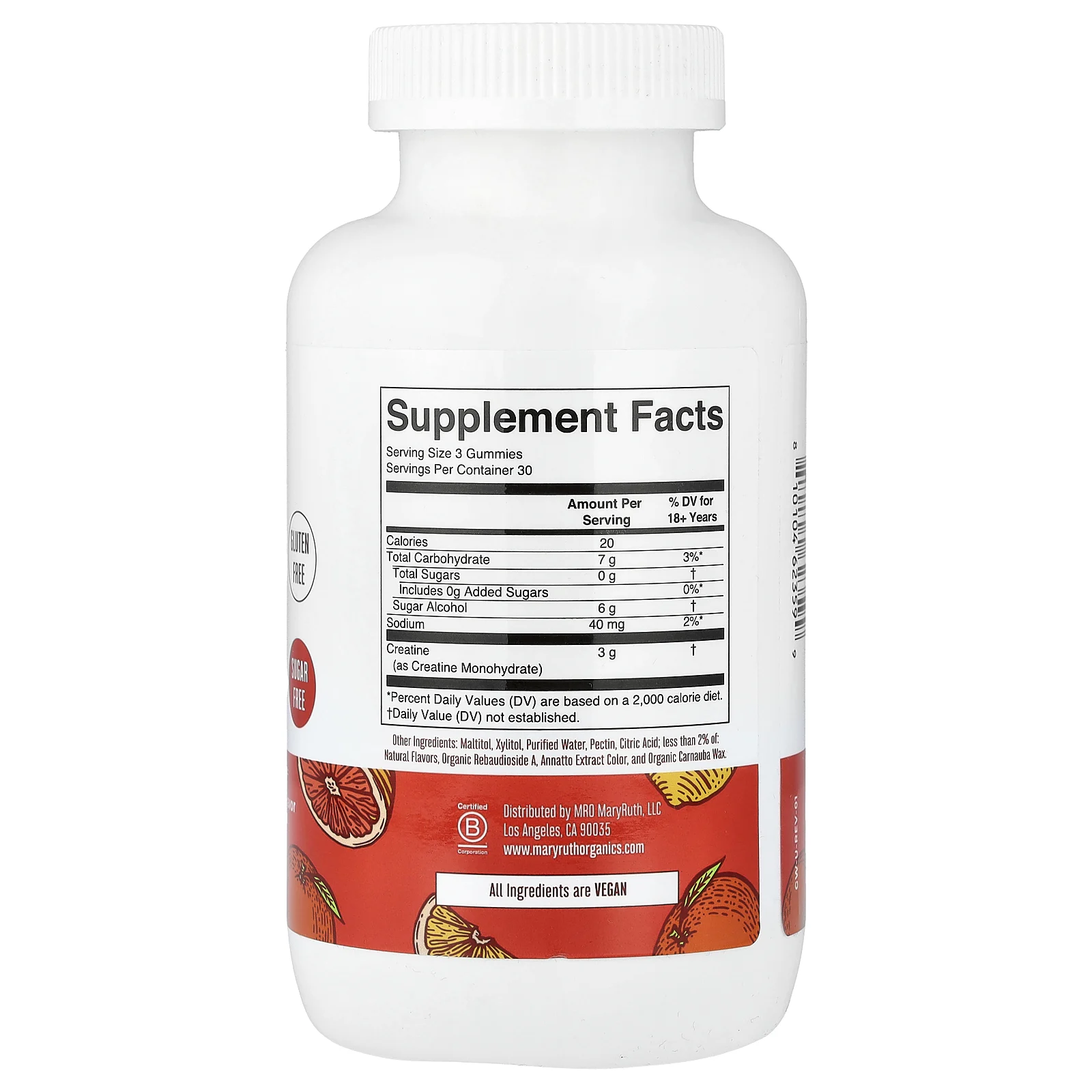 MaryRuth's, жевательный креатин, со вкусом мандарина и цитруса, 90 жевательных таблеток