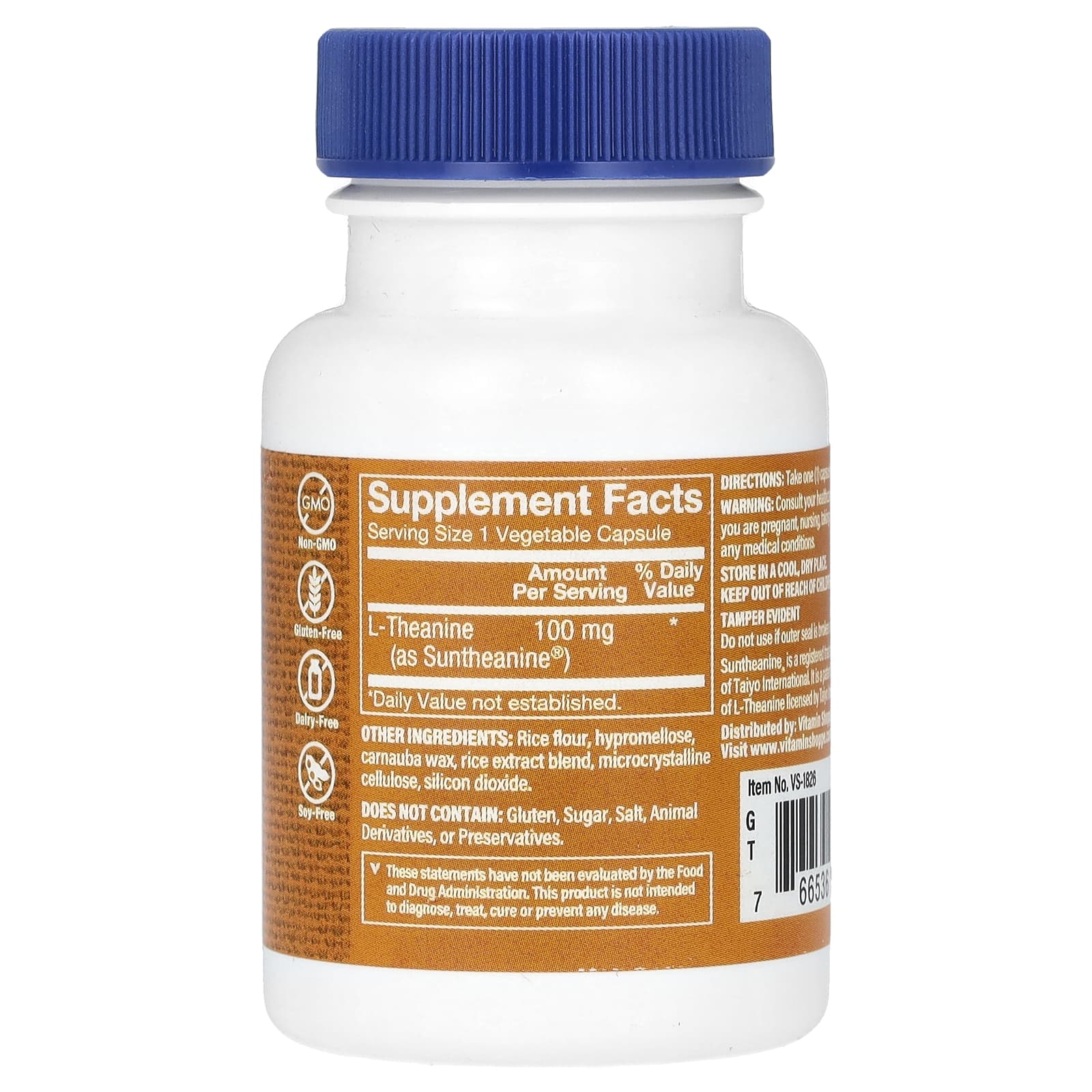 The Vitamin Shoppe, L-теанин, 100 мг, 60 растительных капсул