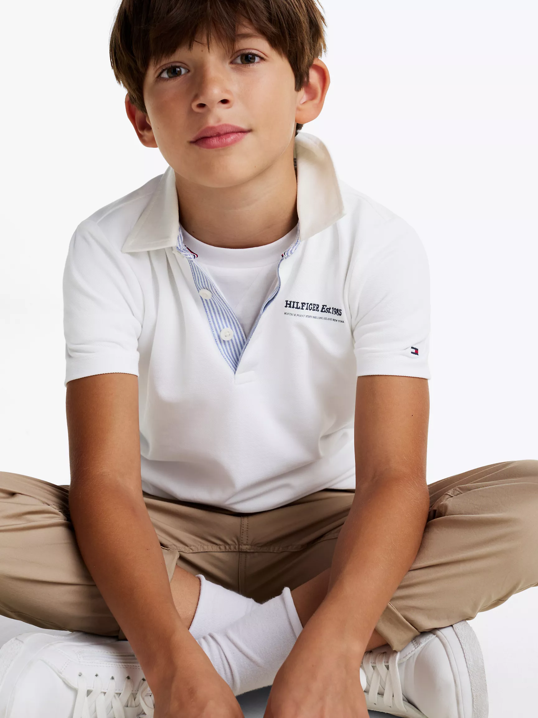 Рубашка-поло для мальчиков Tommy Hilfiger, Детское эластичное поло с логотипом Hilfiger
