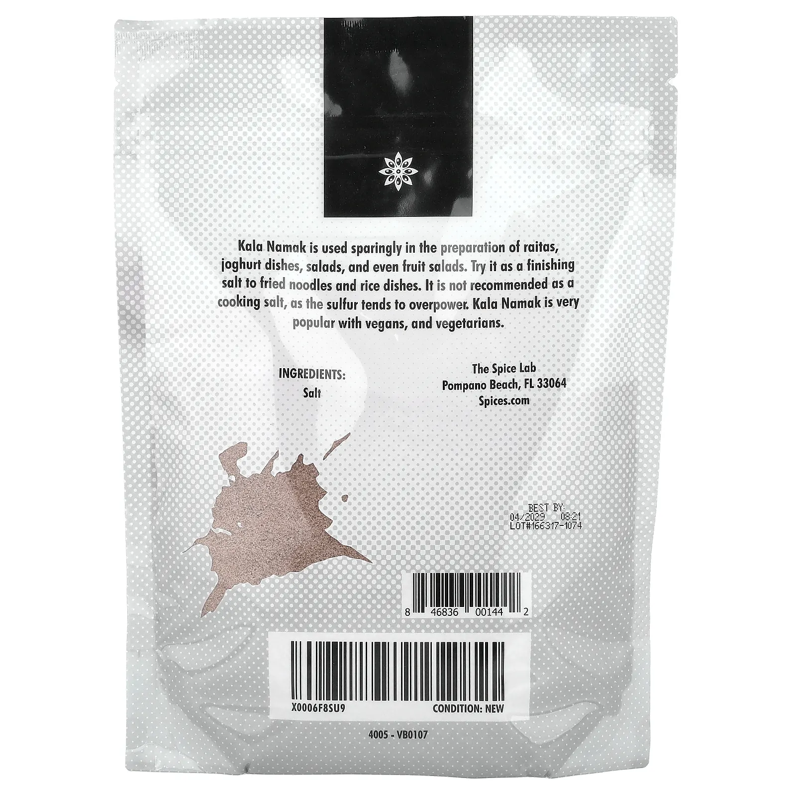 The Spice Lab, индийская черная соль Кала Намак, 453 г (1 фунт)