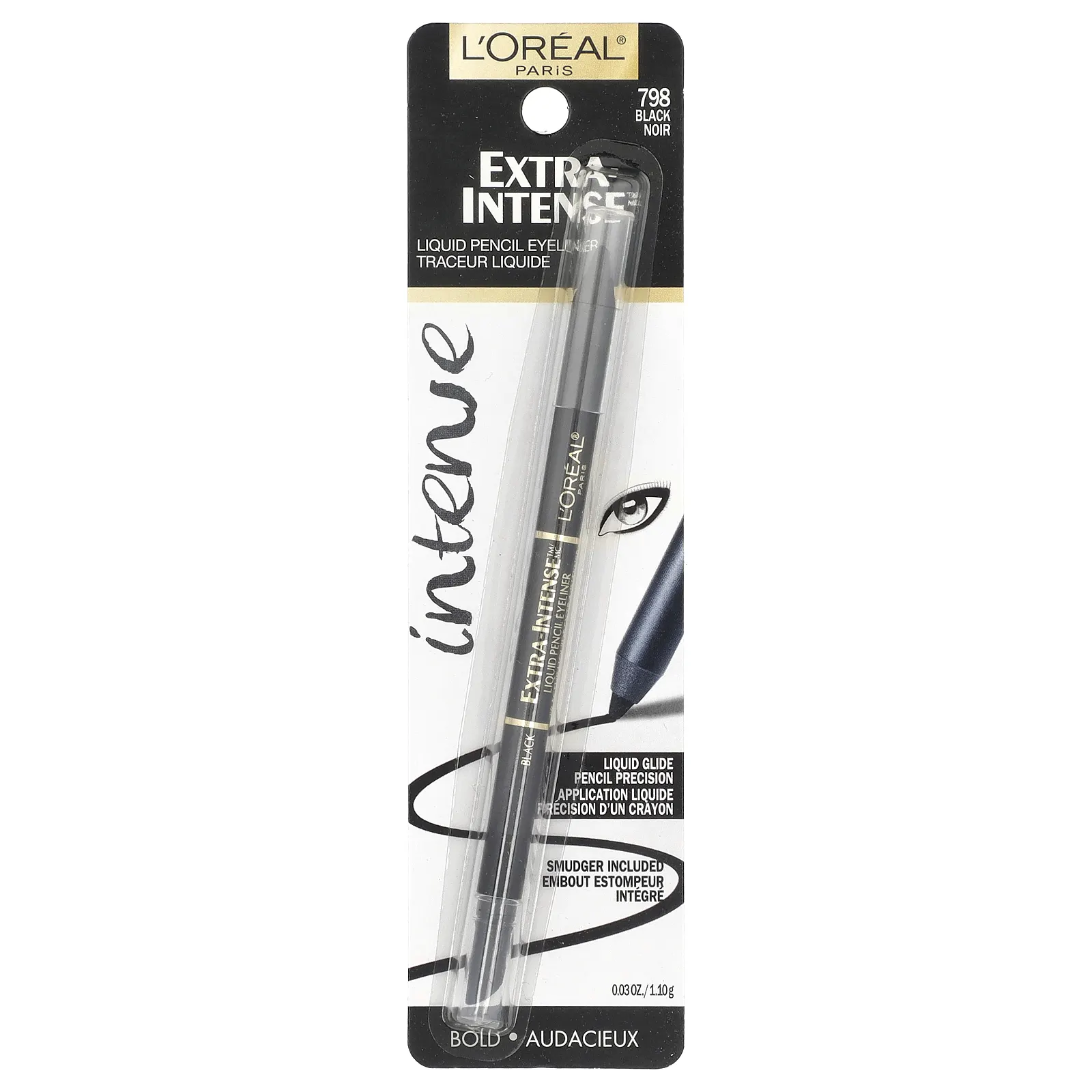 L'Oréal, Жидкая подводка для глаз Extra Intense, черная 798, 1,1 г (0,03 унции)
