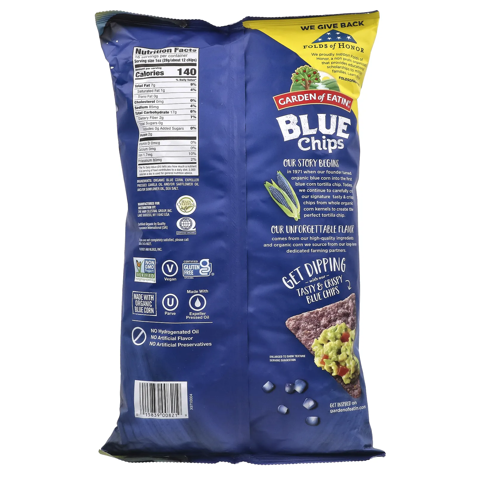 Garden of Eatin', Кукурузные чипсы Tortilla, синие чипсы, 453 г (16 унций)