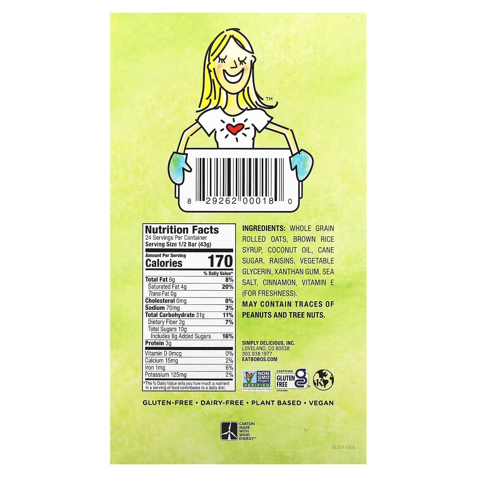 Bobo's Oat Bars, Овсяные батончики с корицей и изюмом, 12 батончиков, 85 г (3 унции)