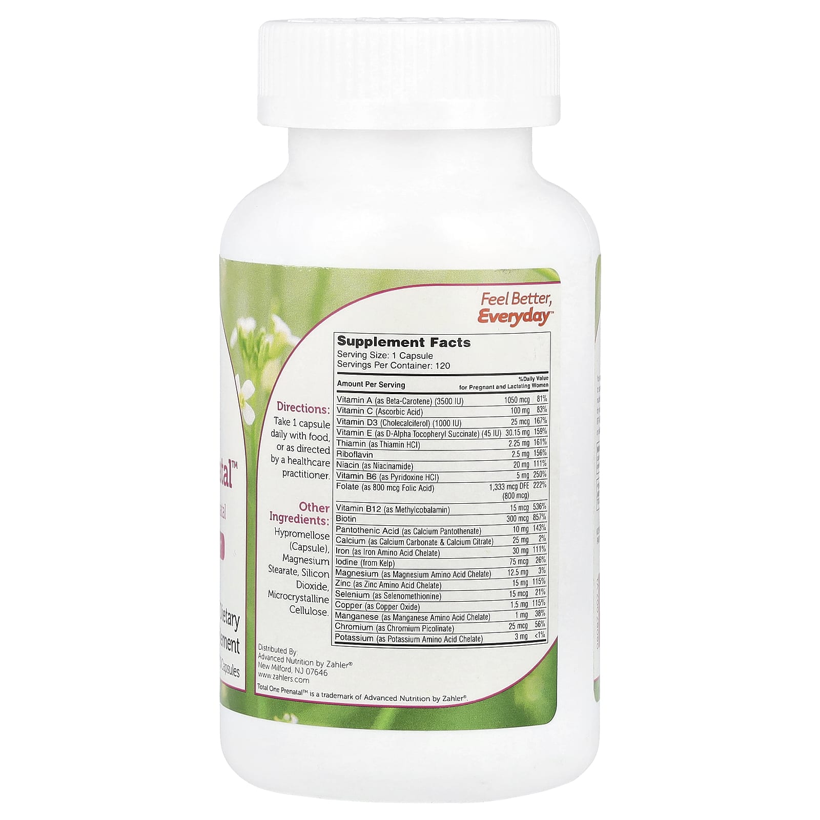 Zahler, Total One Prenatal, пренатальный комплекс, для приема один раз в день, 120 капсул