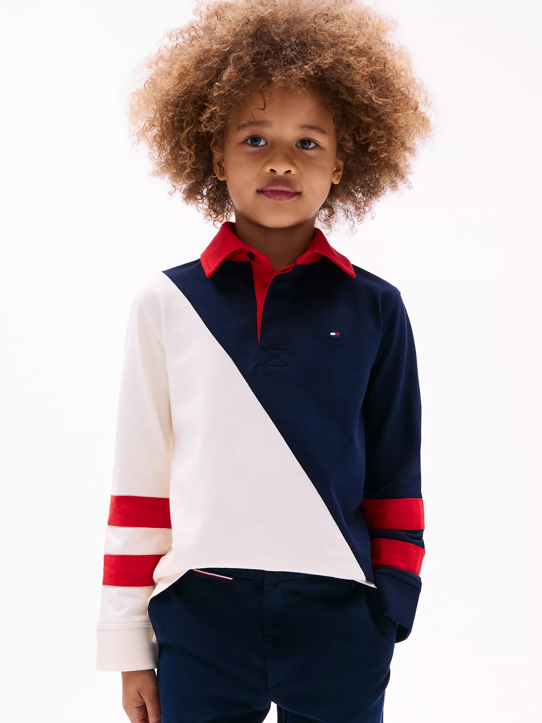 Рубашка-поло для мальчиков Tommy Hilfiger, Детское регбийное поло с длинным рукавом в стиле colorblock