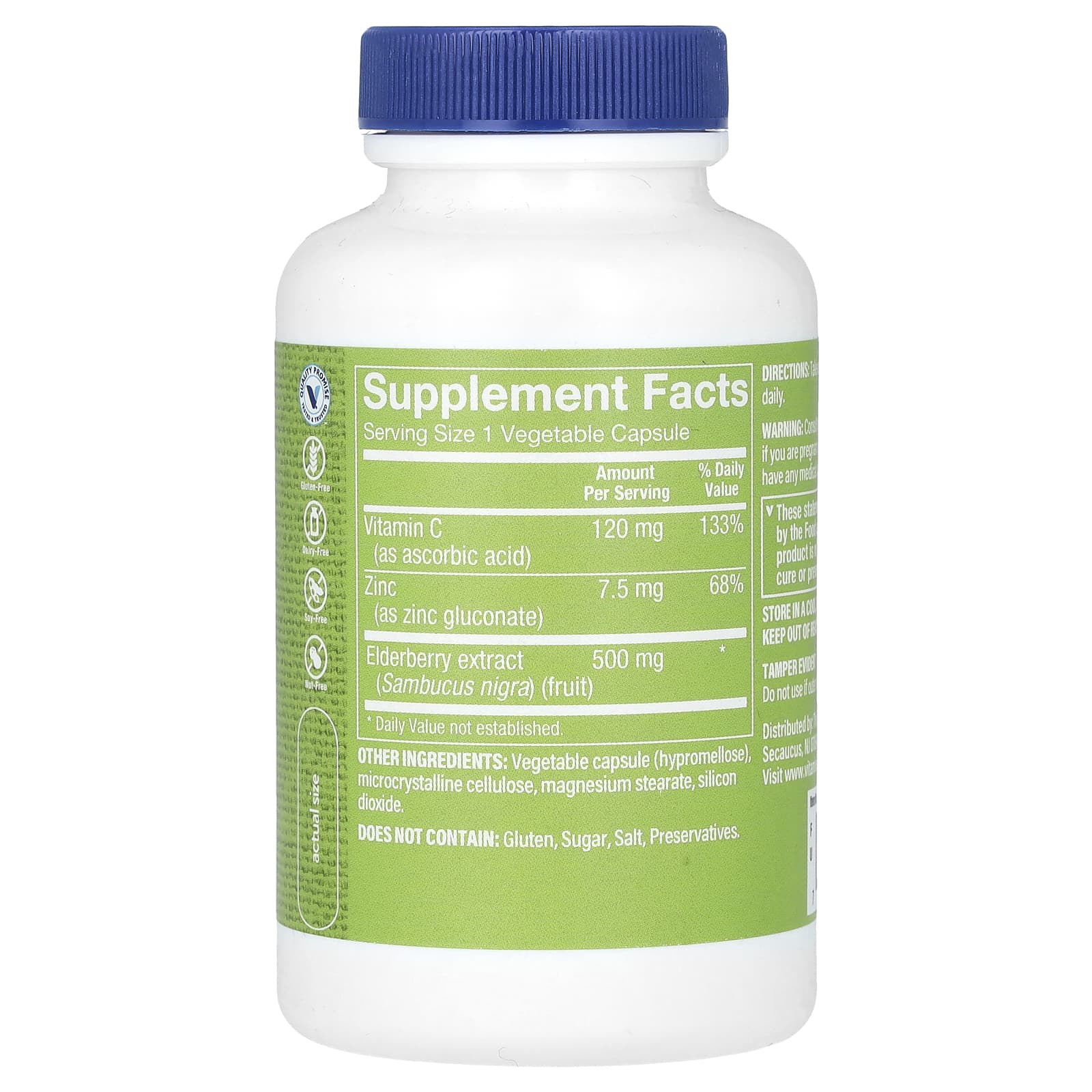 The Vitamin Shoppe, бузина с витамином C и цинком, 90 растительных капсул