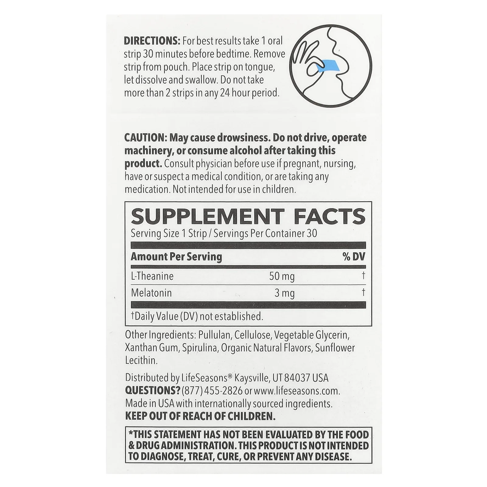 LifeSeasons, Therapy, Rest-ZZZ ™, полоски для рта, мята, 30 полосок