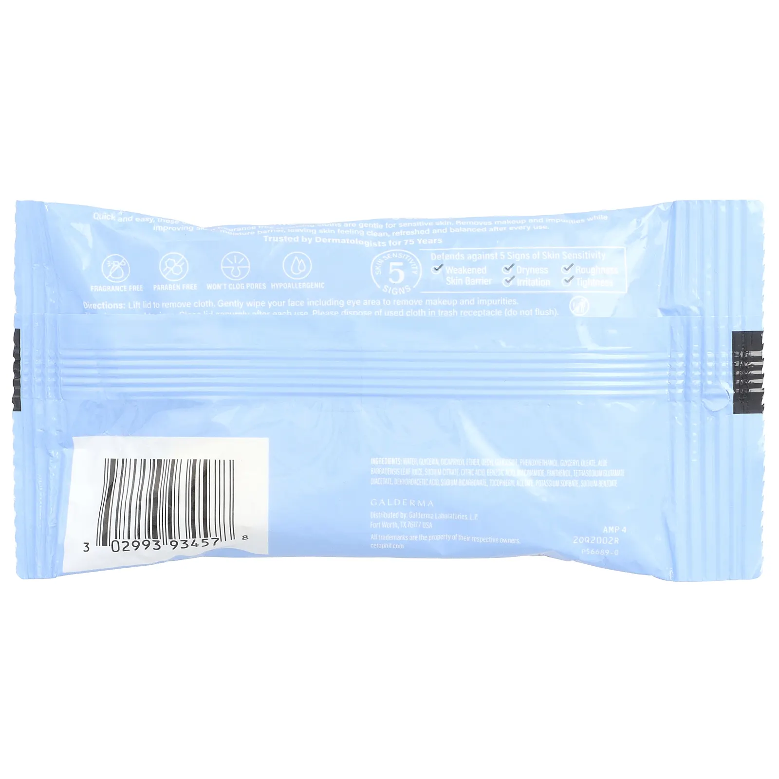 Cetaphil, Деликатные салфетки для очищения кожи, без отдушек, 10 предварительно увлажненных салфеток
