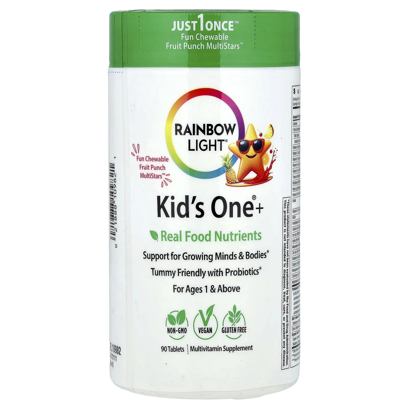 Rainbow Light, Kid's One® +, для детей от 1 года, фруктовый пунш, 90 таблеток