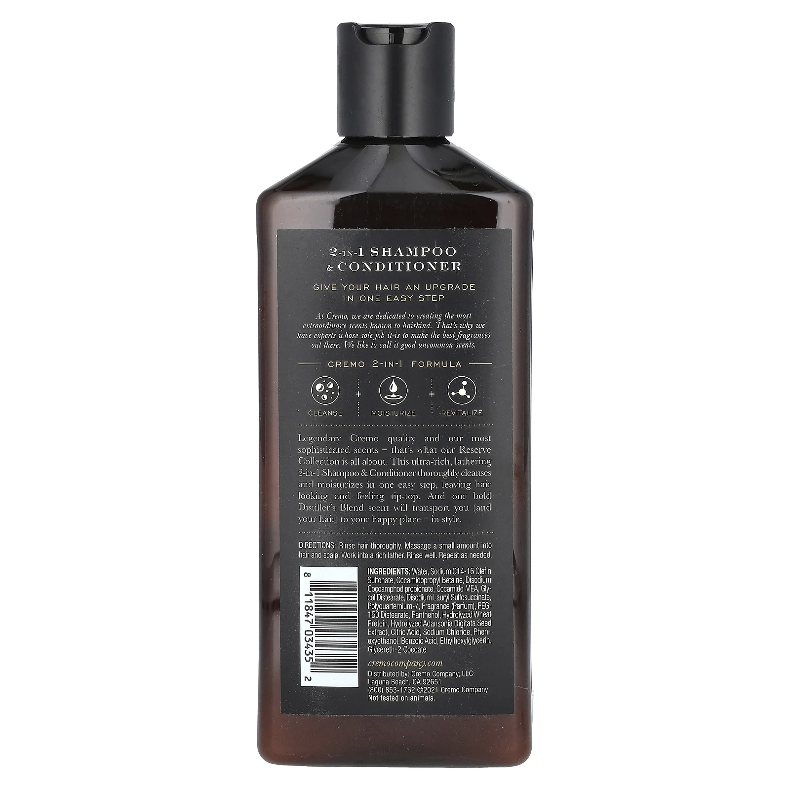 Cremo, Reserve Blend, шампунь и кондиционер 2 в 1, № 13, смесь Distillers, смесь Reserve, 473 мл (16 жидк. Унций)