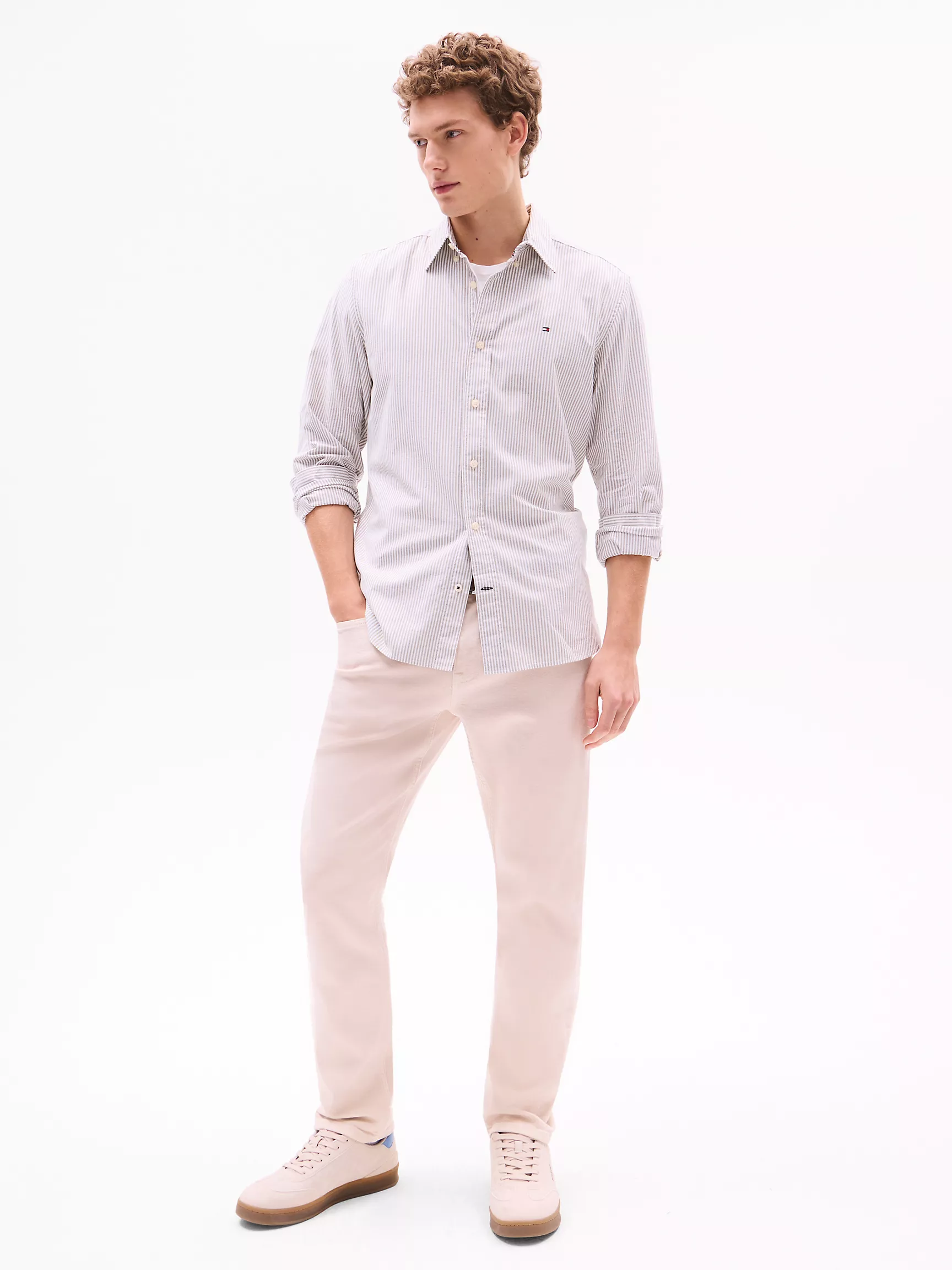 Мужская рубашка Tommy Hilfiger, Полосатая эластичная рубашка из оксфорда стандартного кроя