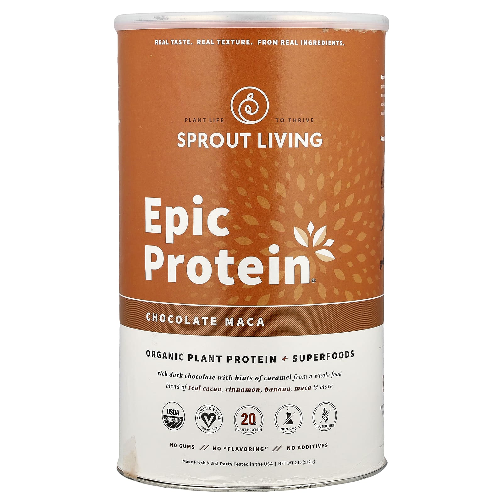 Sprout Living, Epic Protein®, органический растительный протеин и суперпродукты, шоколадная мака, 912 г (2 фунта)