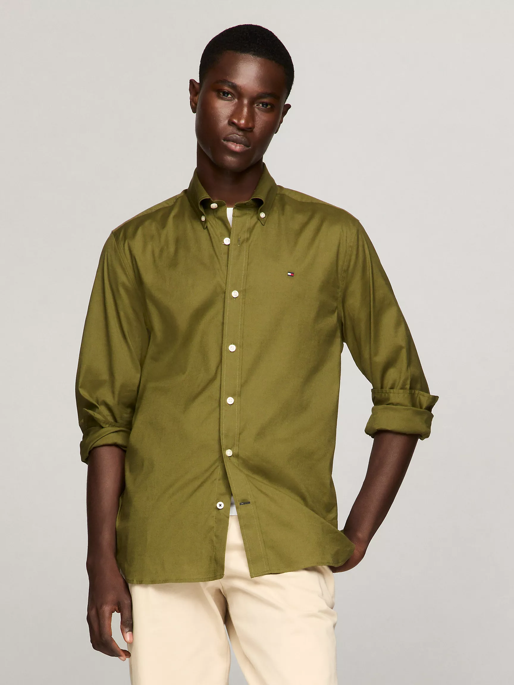 Мужская рубашка Tommy Hilfiger, Эластичная рубашка из поплина стандартного кроя