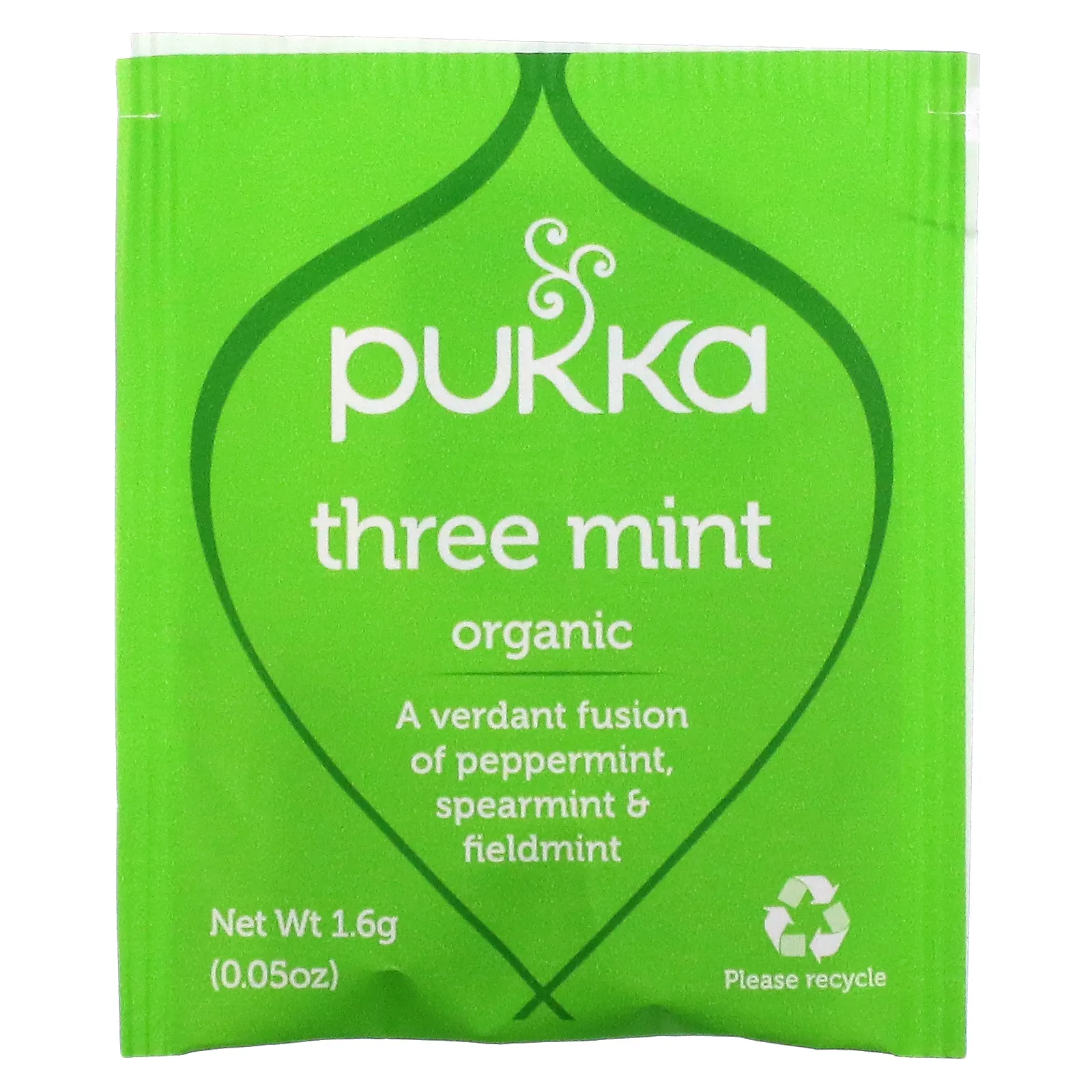 Pukka Herbs, Органический травяной чай, три мяты, без кофеина, 20 пакетиков, 32 г (1,12 унции)