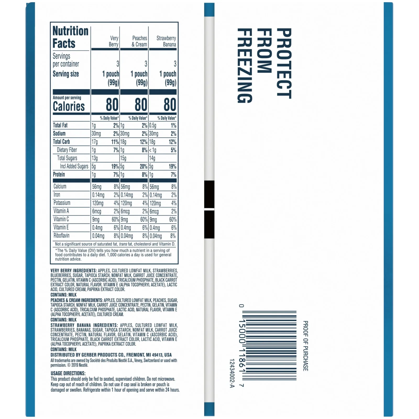 Gerber, «Ассорти», для детей от 12 месяцев, фрукты и йогурт, 9 пакетиков по 99 г (3,5 унции) каждый