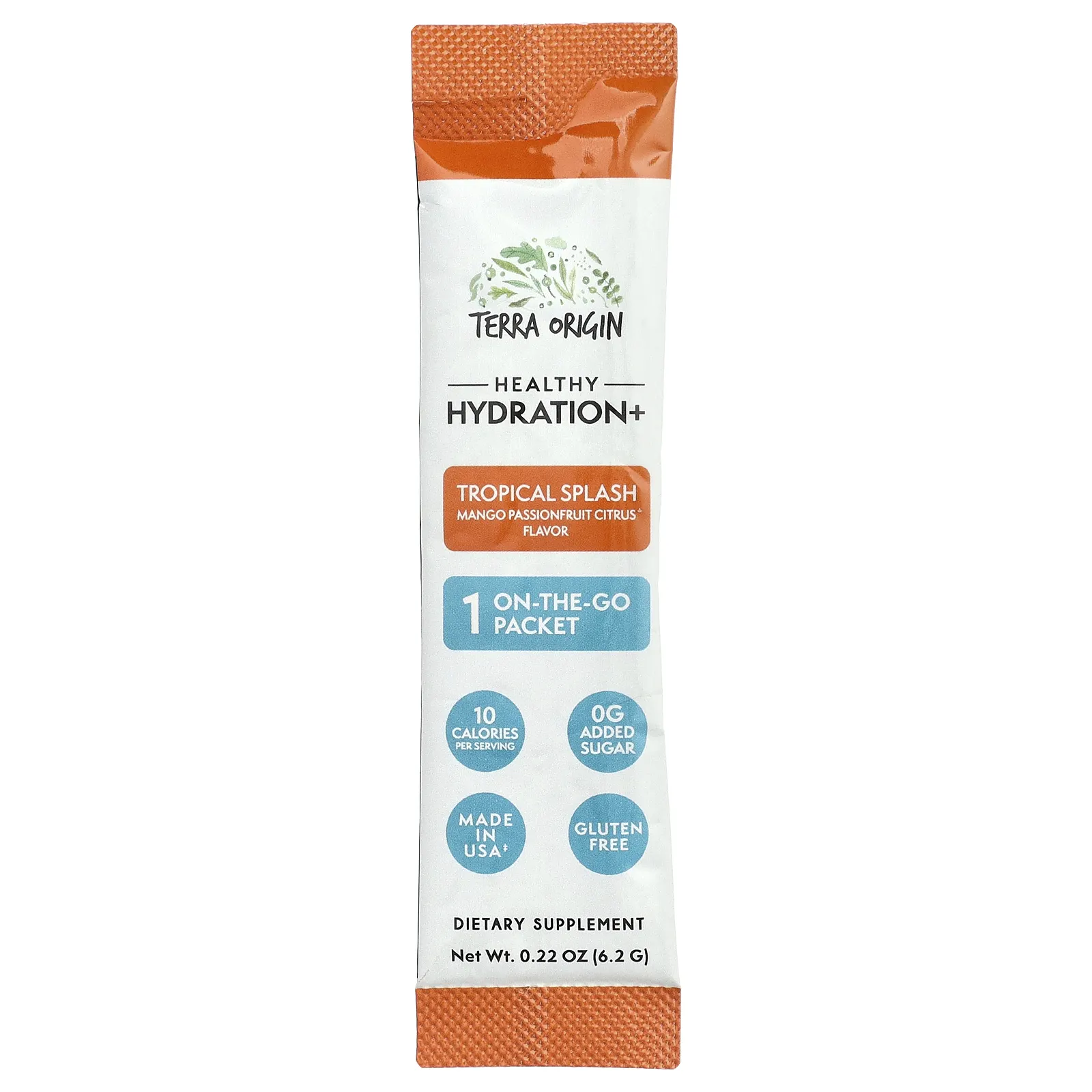 Terra Origin, Healthy Hydration+, тропический спрей, 30 пакетиков On the Go, 6,2 г (0,22 унции) каждый