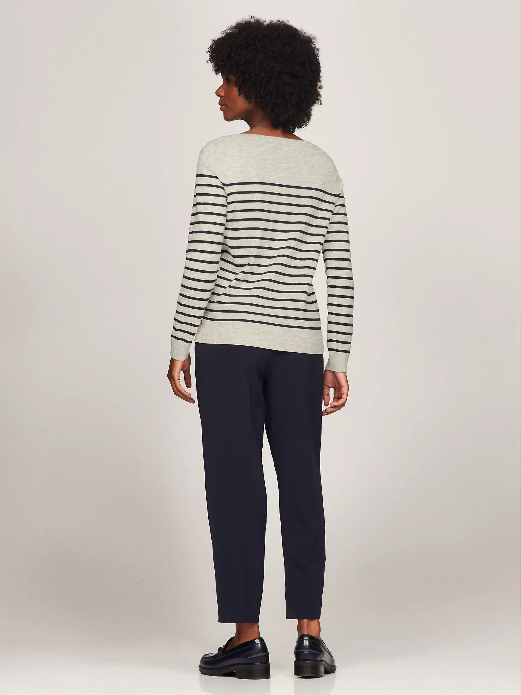 Женский свитер Tommy Hilfiger, Полосатый свитер с вырезом "лодочка"