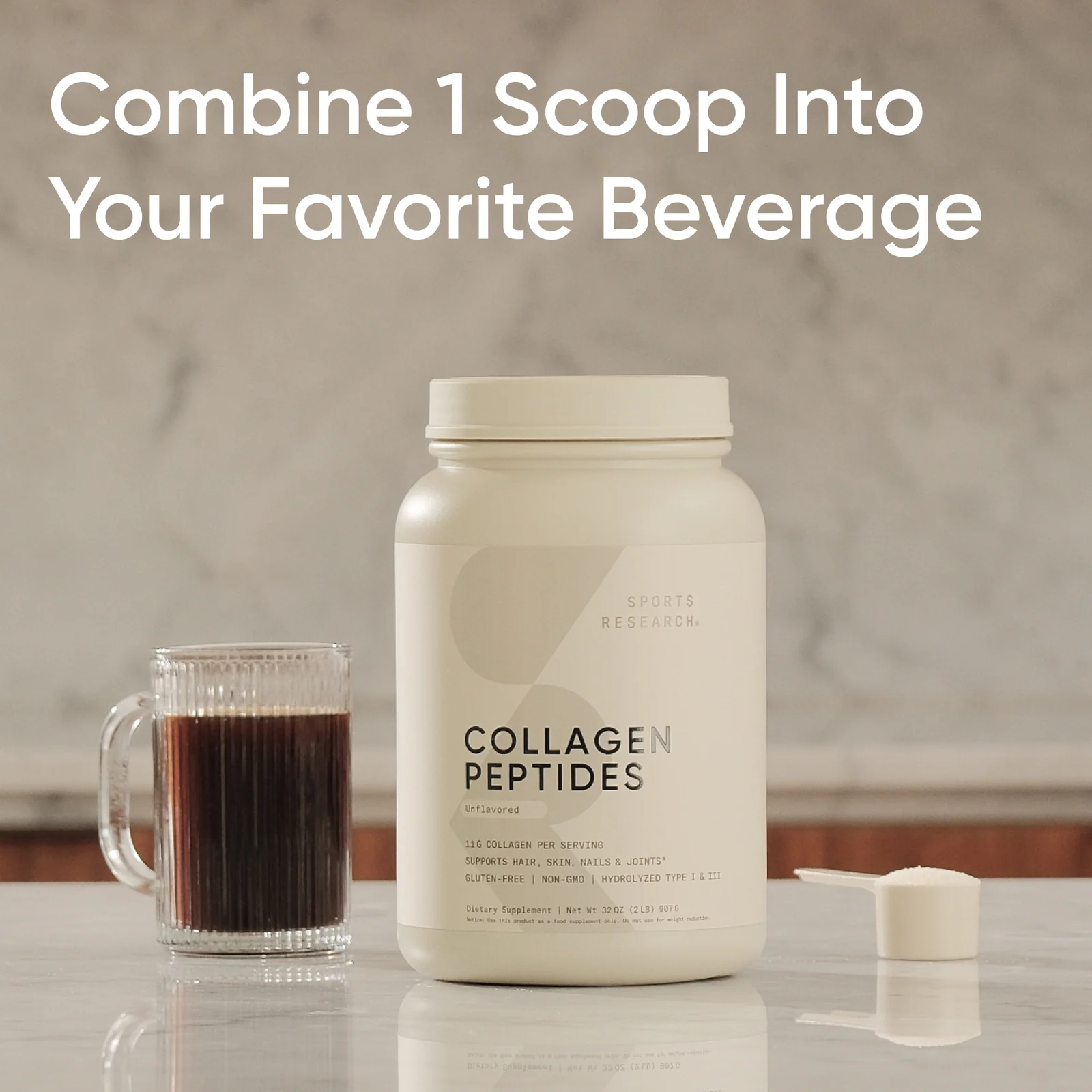 Sports Research, пептиды коллагена, без вкусовых добавок, 907 г (2 фунта)