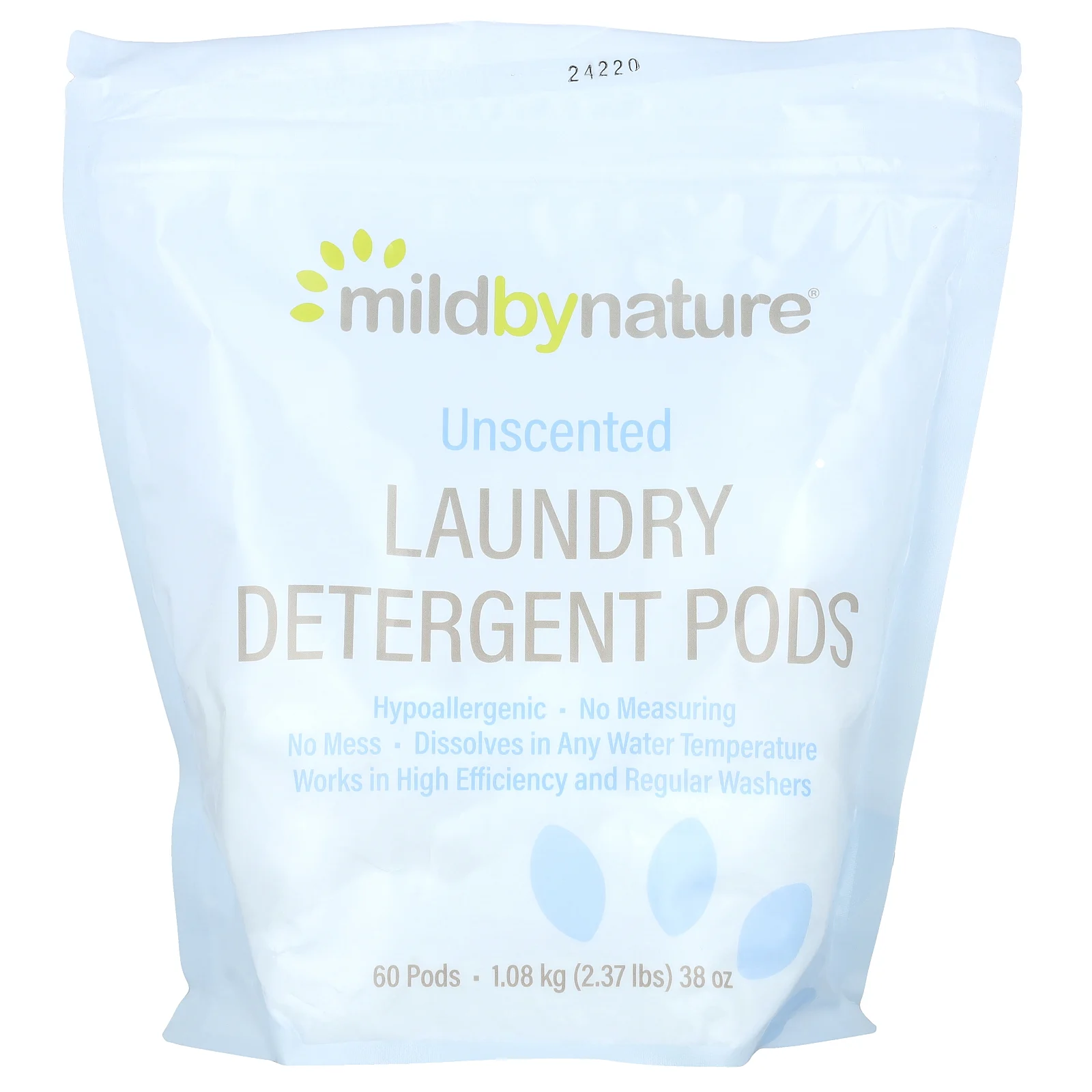 Mild By Nature, капсулы со стиральным порошком, без запаха, на 60 загрузок, 1077 г (2,38 фунта)