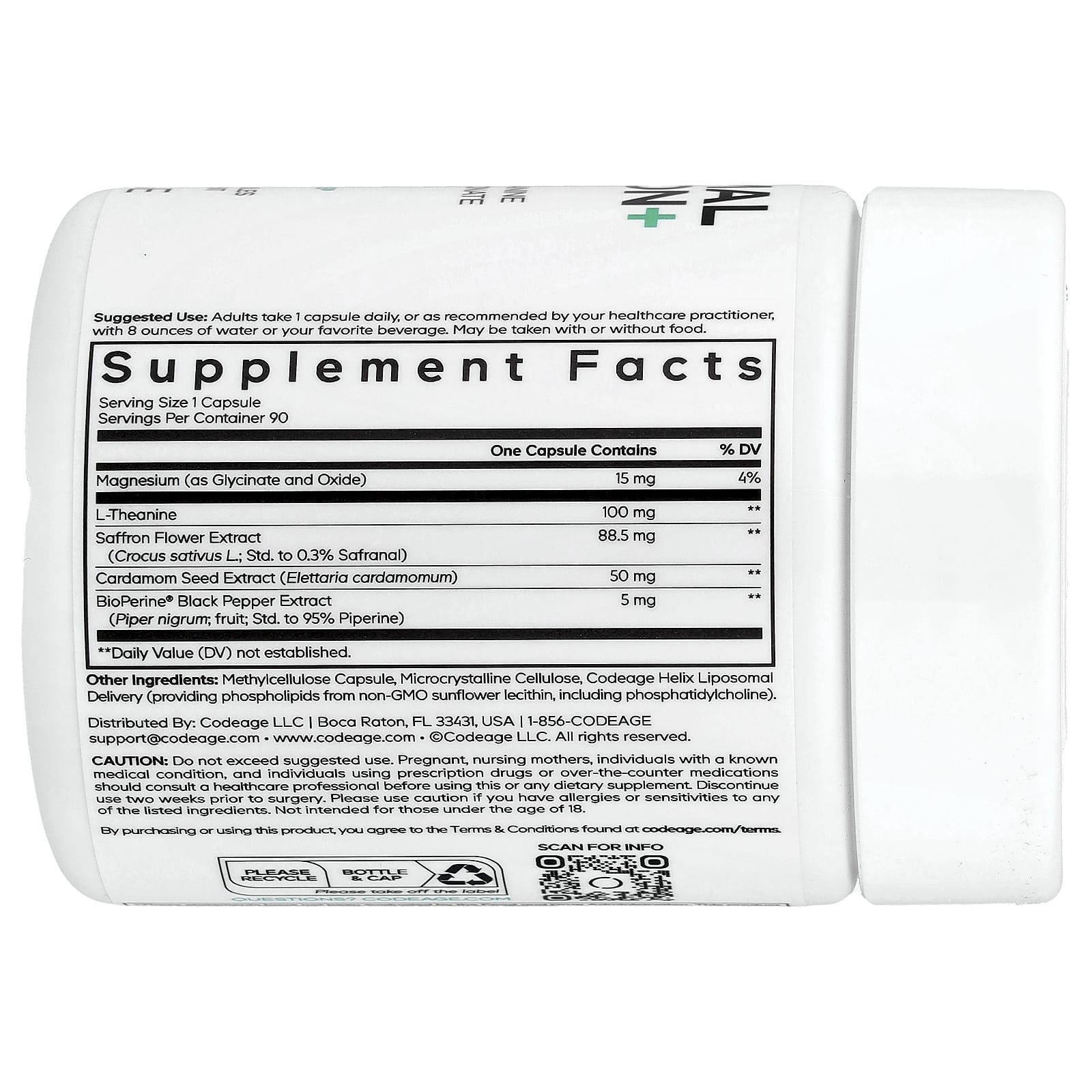 Codeage, Eural, липосомальный шафран+, 90 растительных капсул