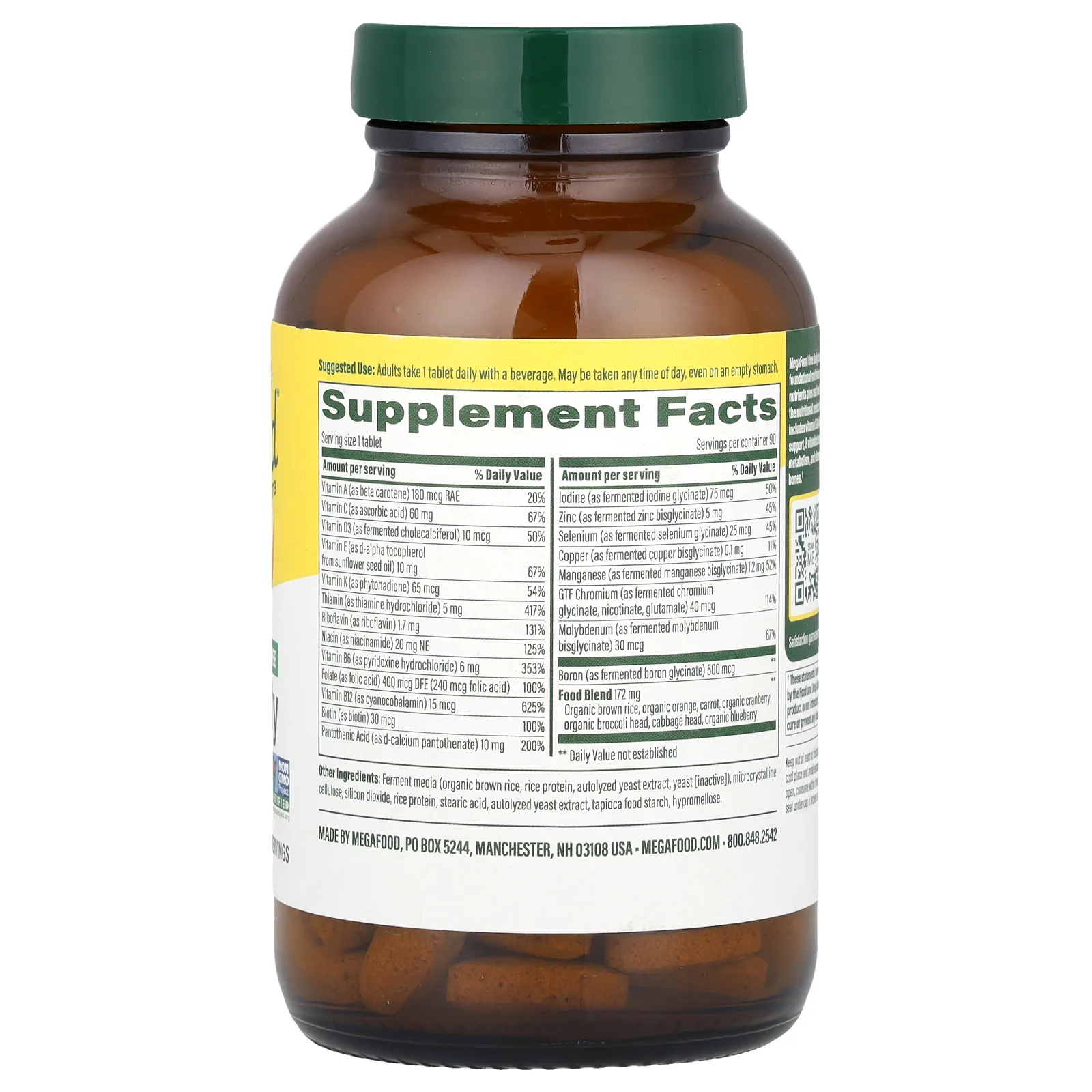 MegaFood, One Daily, мультивитамины без железа, 90 таблеток