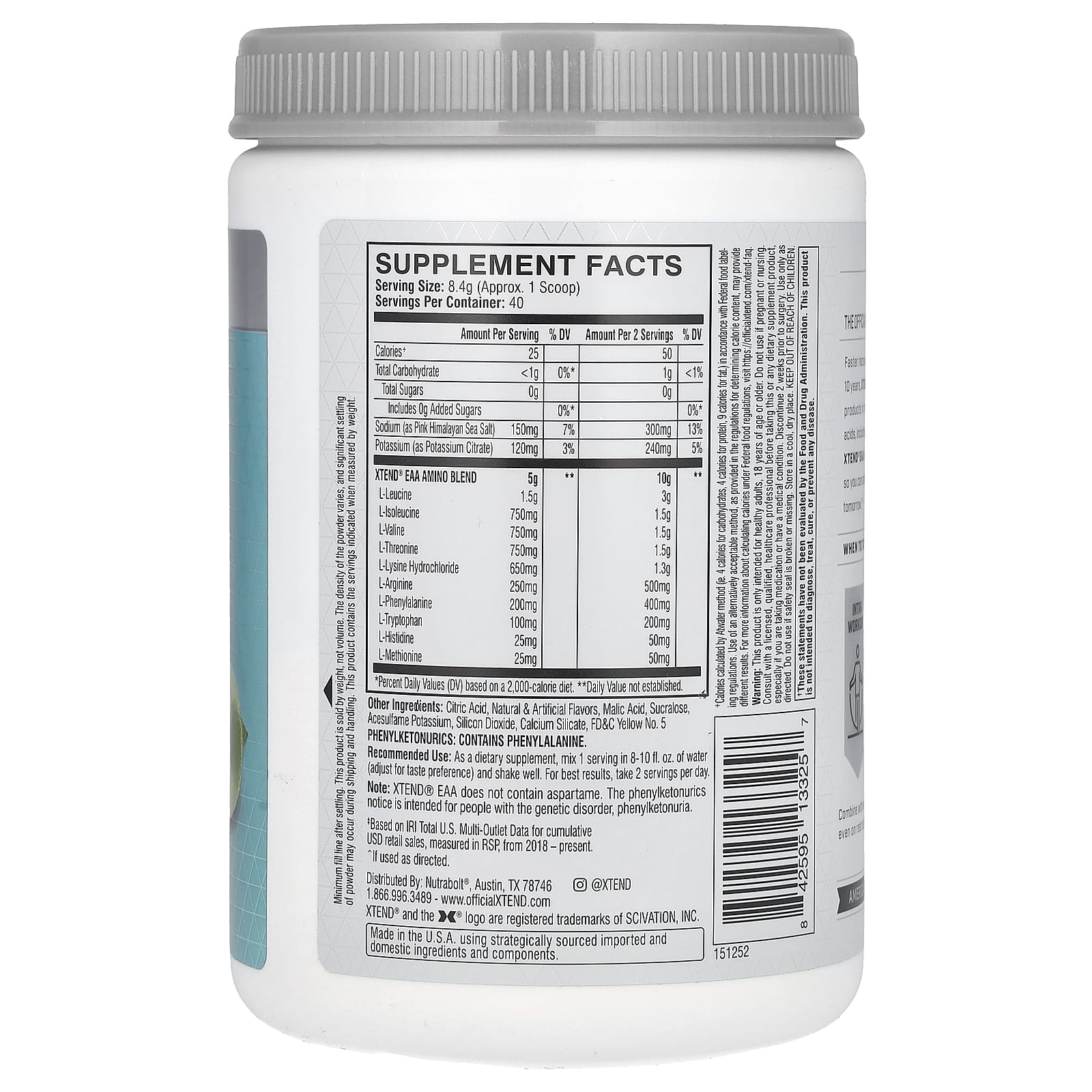 XTEND, EAA, лимон и лайм, 336 г (11,9 унции)