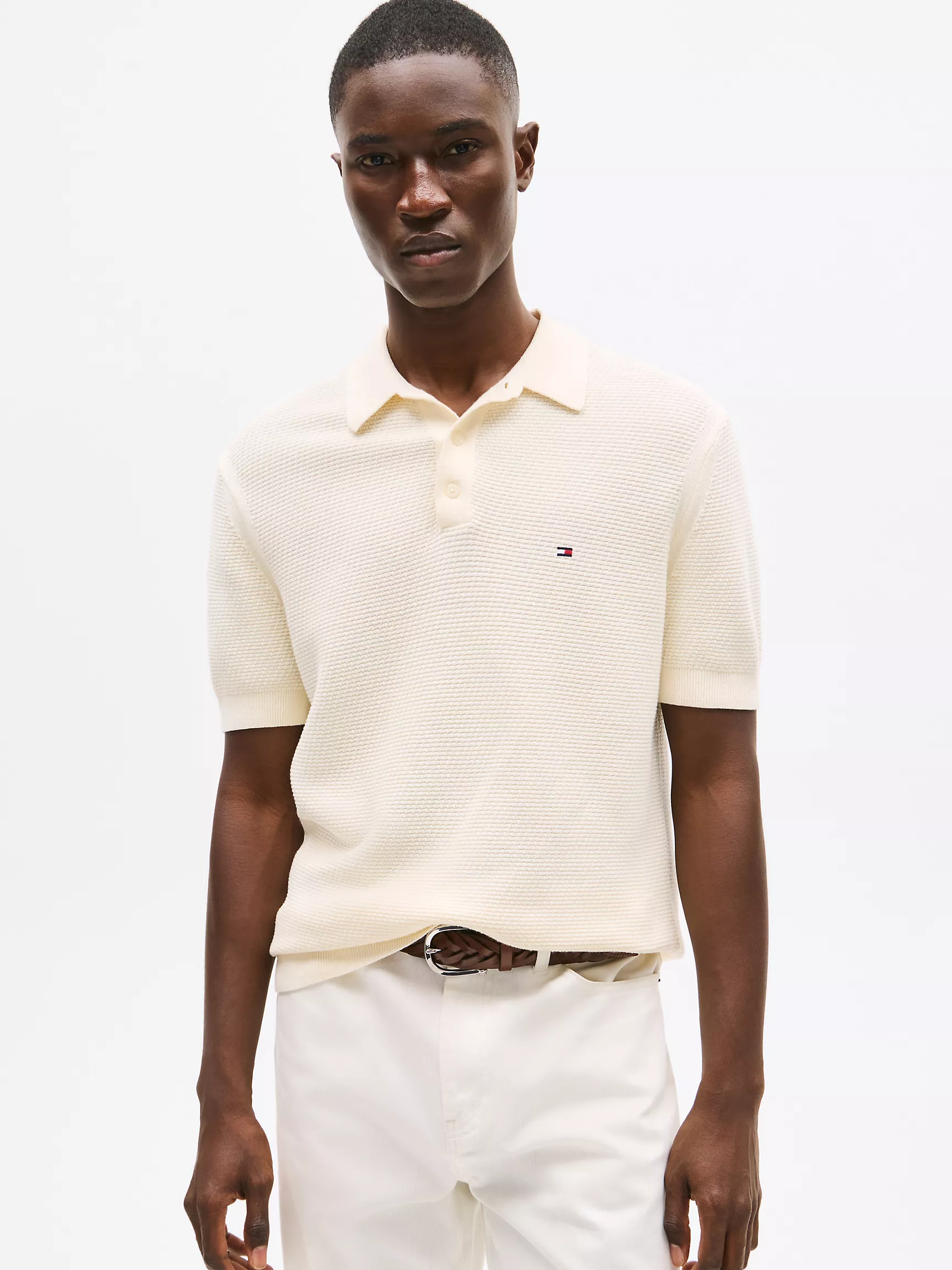 Мужской свитер Tommy Hilfiger, Свитер-поло с узором "прямоугольные стежки"