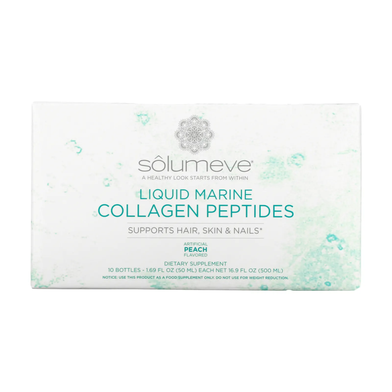 Solumeve, Ageless Beauty, жидкий морской коллаген с коэнзимом Q10 и растительными веществами, поддержка волос, кожи и ногтей, с персиковым вкусом, 10 флаконов по 50 мл (1,69 жидк. унции)
