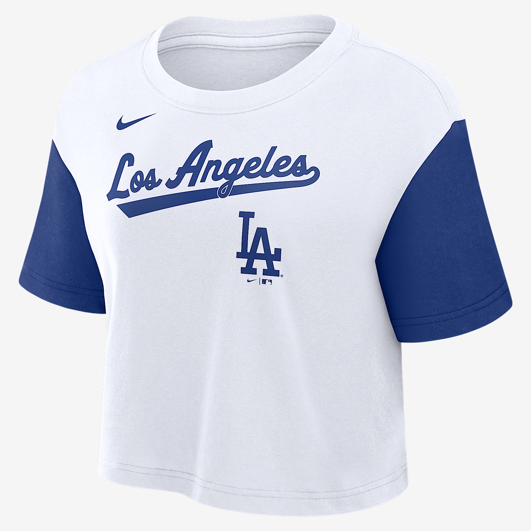 Los Angeles Dodgers Script Women's Nike Dri-FIT MLB Cropped T-Shirt
