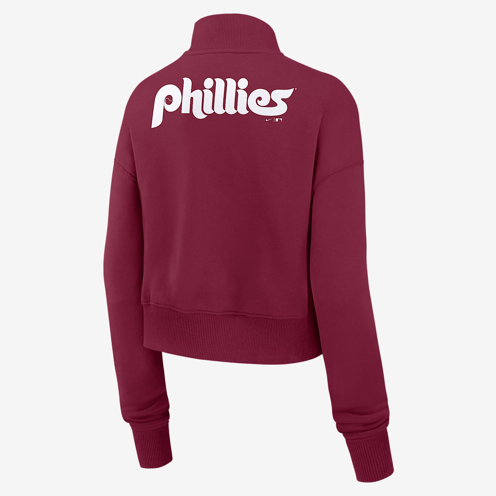 Philadelphia Phillies Cooperstown Phoenix Women's Nike MLB Cropped 1/2-Zip Crew