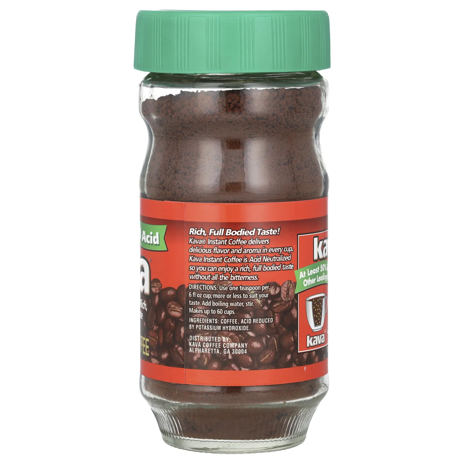 Kava Coffee, растворимый кофе, с пониженным содержанием кислоты, без кофеина, 113 г (4 унции)