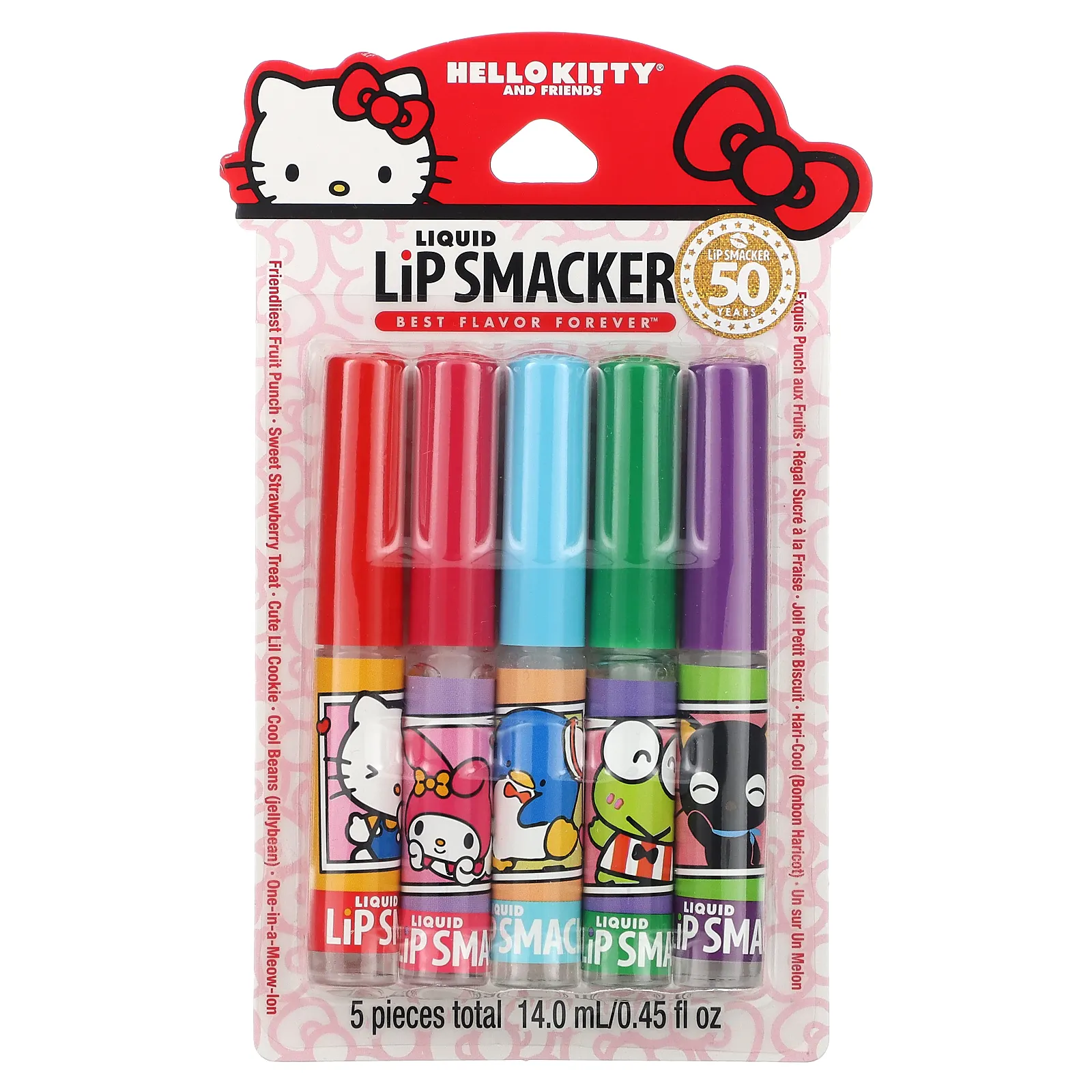 Lip Smacker, Hello Kitty And Friends, жидкий Smacker для губ, лучший вкус навсегда, 5 шт. в упаковке, 14 мл (0,45 жидк. унции)