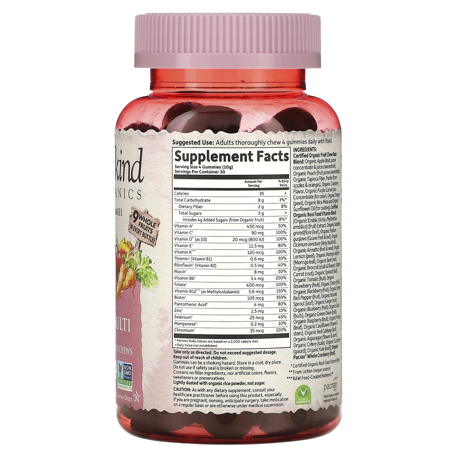 Garden of Life, MyKind Organics, мультивитамины для женщин, органические ягоды, 120 веганских жевательных таблеток