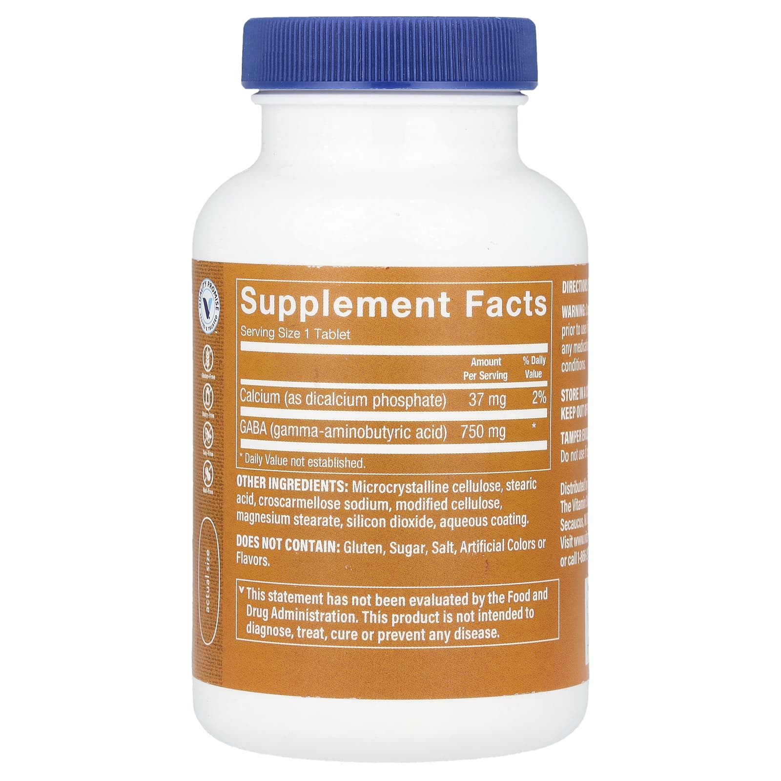 The Vitamin Shoppe, ГАМК, 750 мг, 90 таблеток