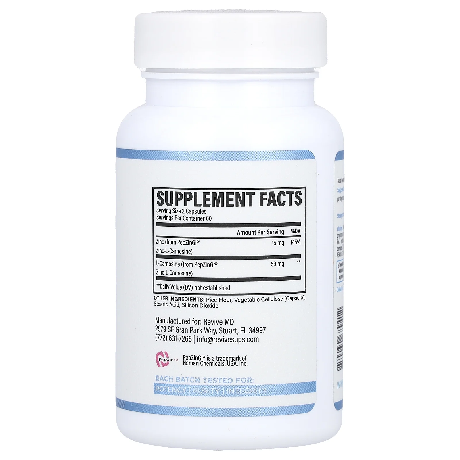 Revive, цинк и карнозин, 120 вегетарианских капсул
