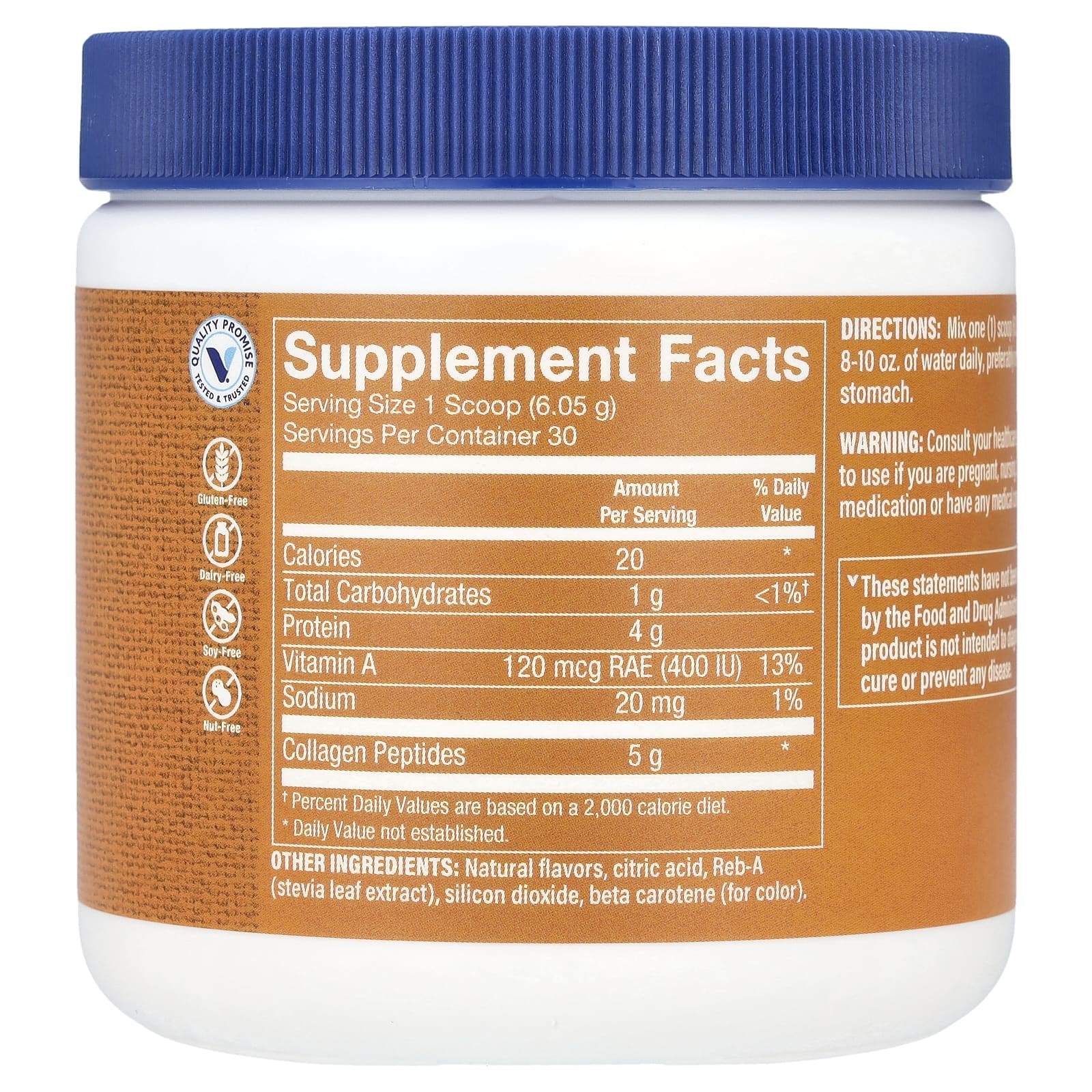The Vitamin Shoppe, Порошок из пептидов коллагена, ананас, 181,5 г (6,4 унции)