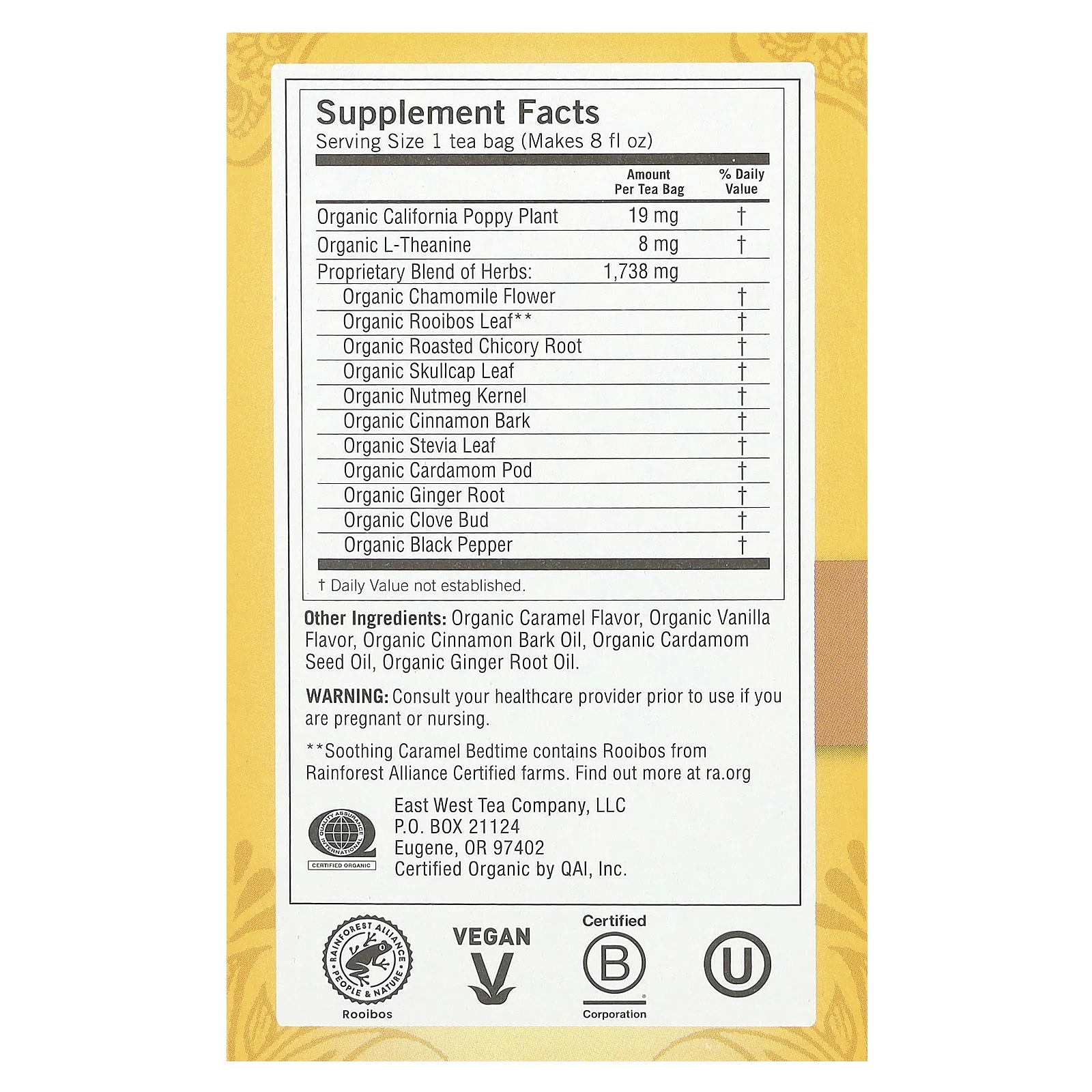 Yogi Tea, Bedtime, успокаивающая карамель, без кофеина, 16 чайных пакетиков, 30 г (1,07 унций)