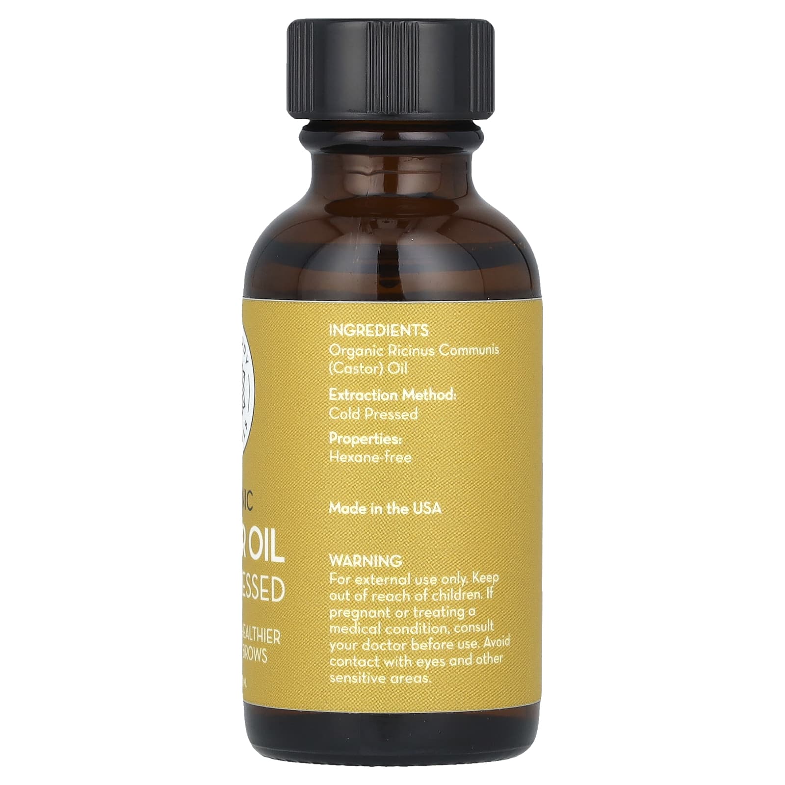 Pure Body Naturals, Набор органического касторового масла холодного отжима, 30 мл (1 жидк. Унция)