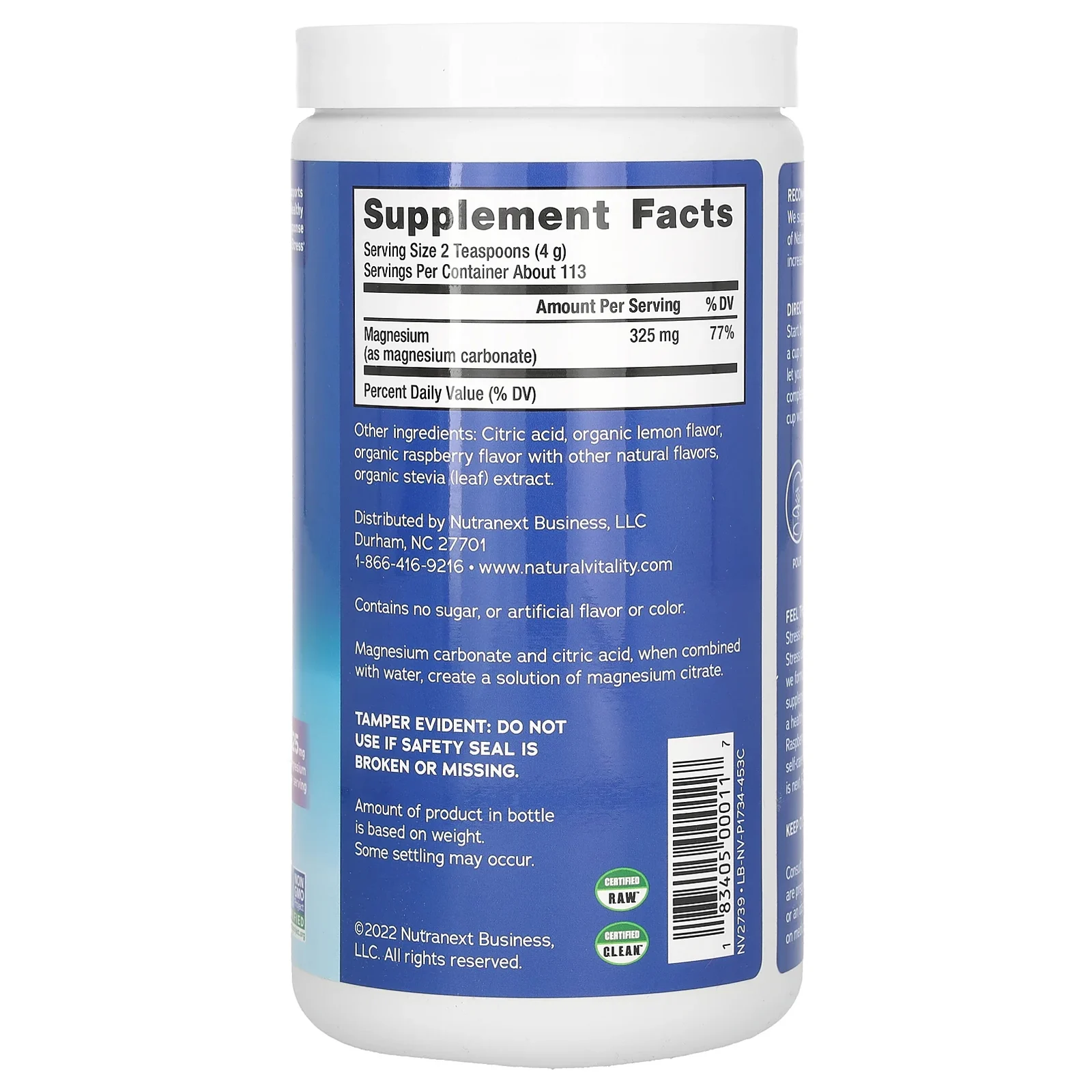 Natural Vitality, CALM, со вкусом малины и лимона, 453 г (16 унций)