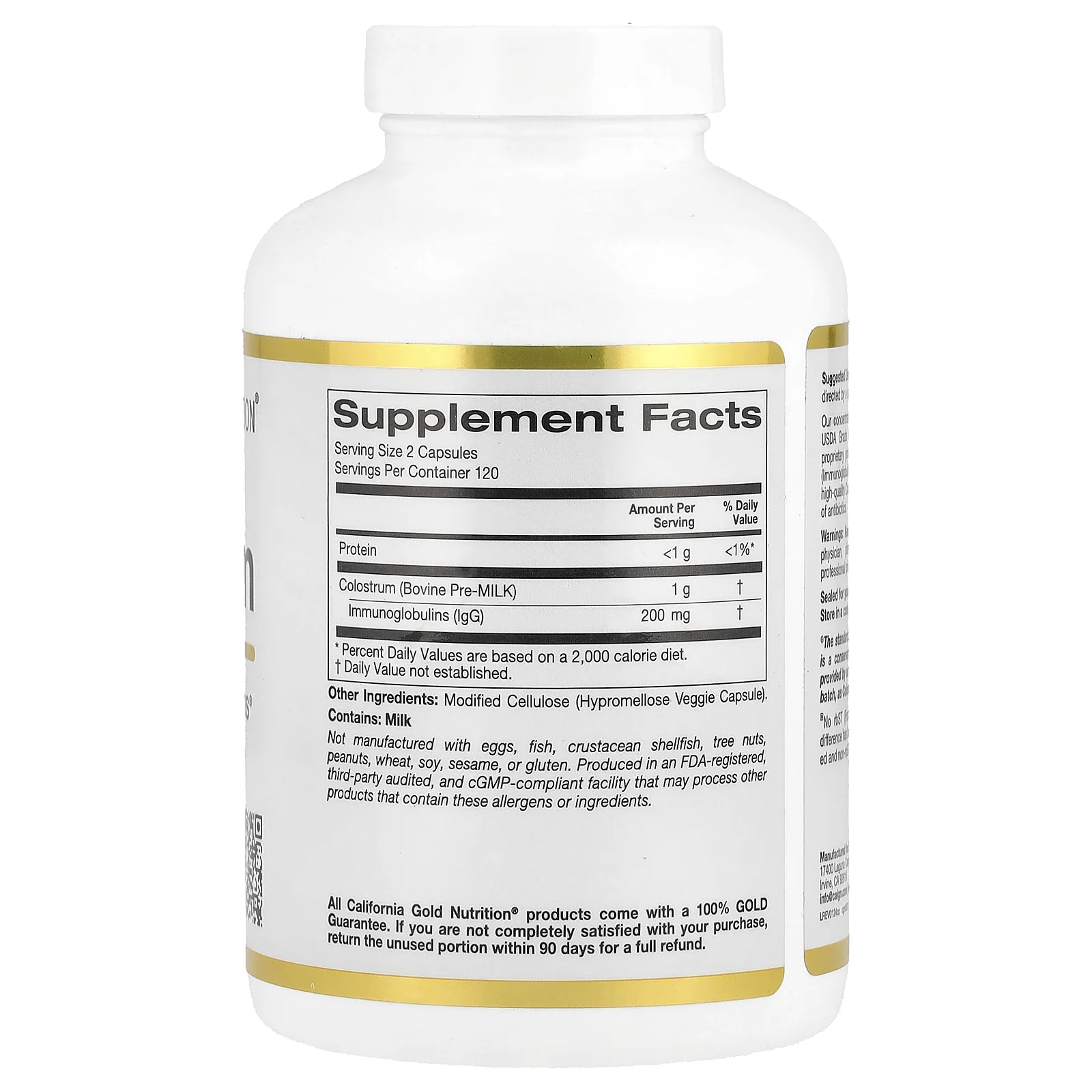 California Gold Nutrition, молозиво, 240 растительных капсул