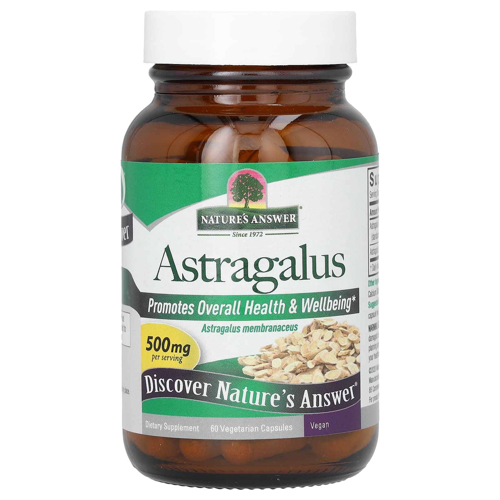 Nature's Answer, астрагал, 500 мг, 60 вегетарианских капсул