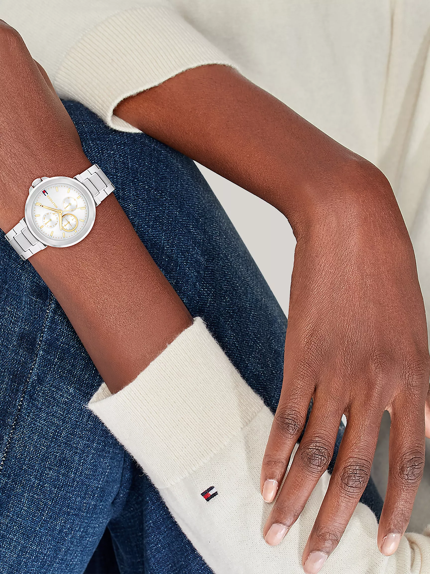 Женские часы Tommy Hilfiger, Серебристые многофункциональные часы 38 мм