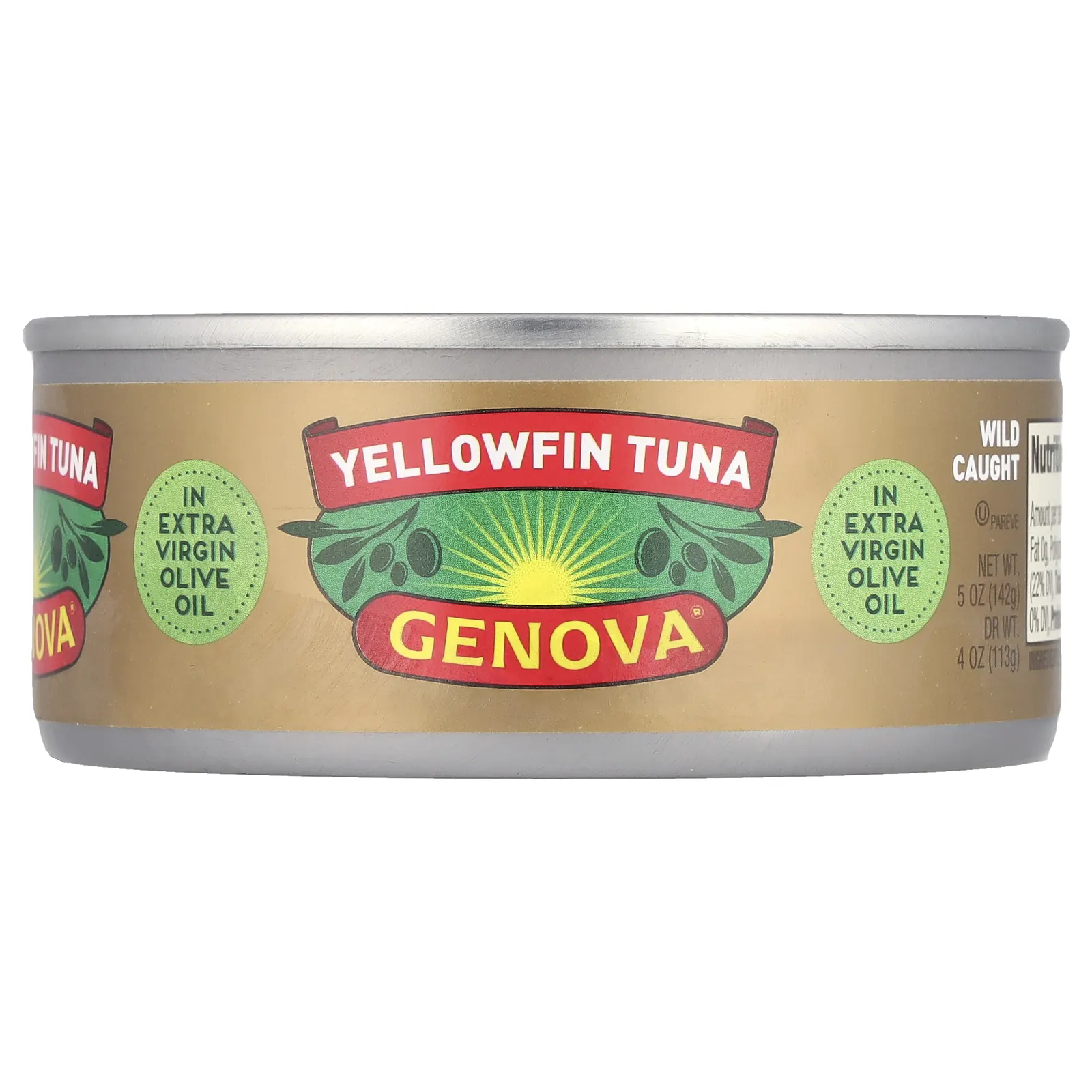 Genova, желтоперый тунец в нерафинированном оливковом масле высшего качества с морской солью, 142 г (5 унций)